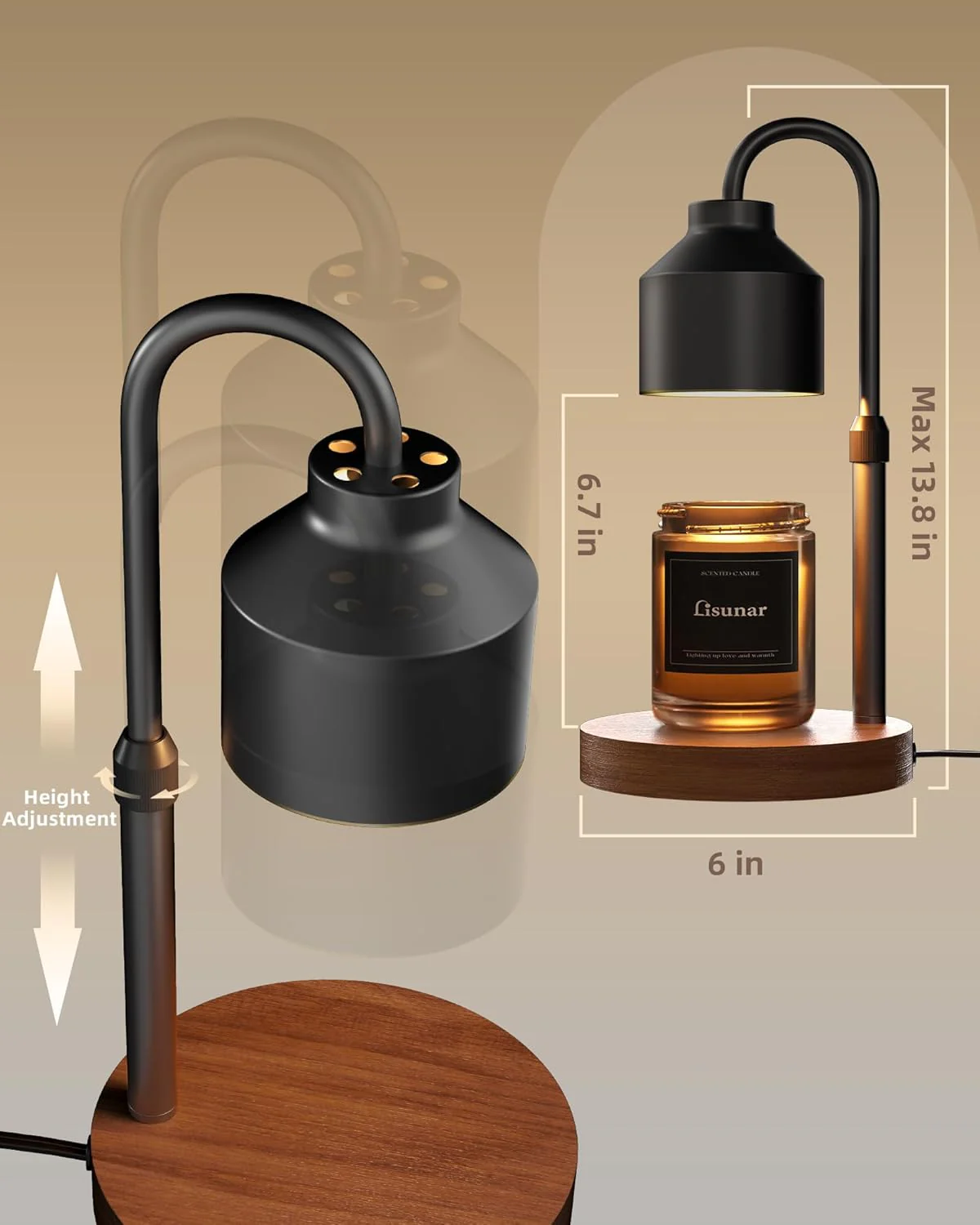 LISUNAR Electric Candle Warmer Lamp with Timer, Wax Melter, Black, Home NEW - Image 3