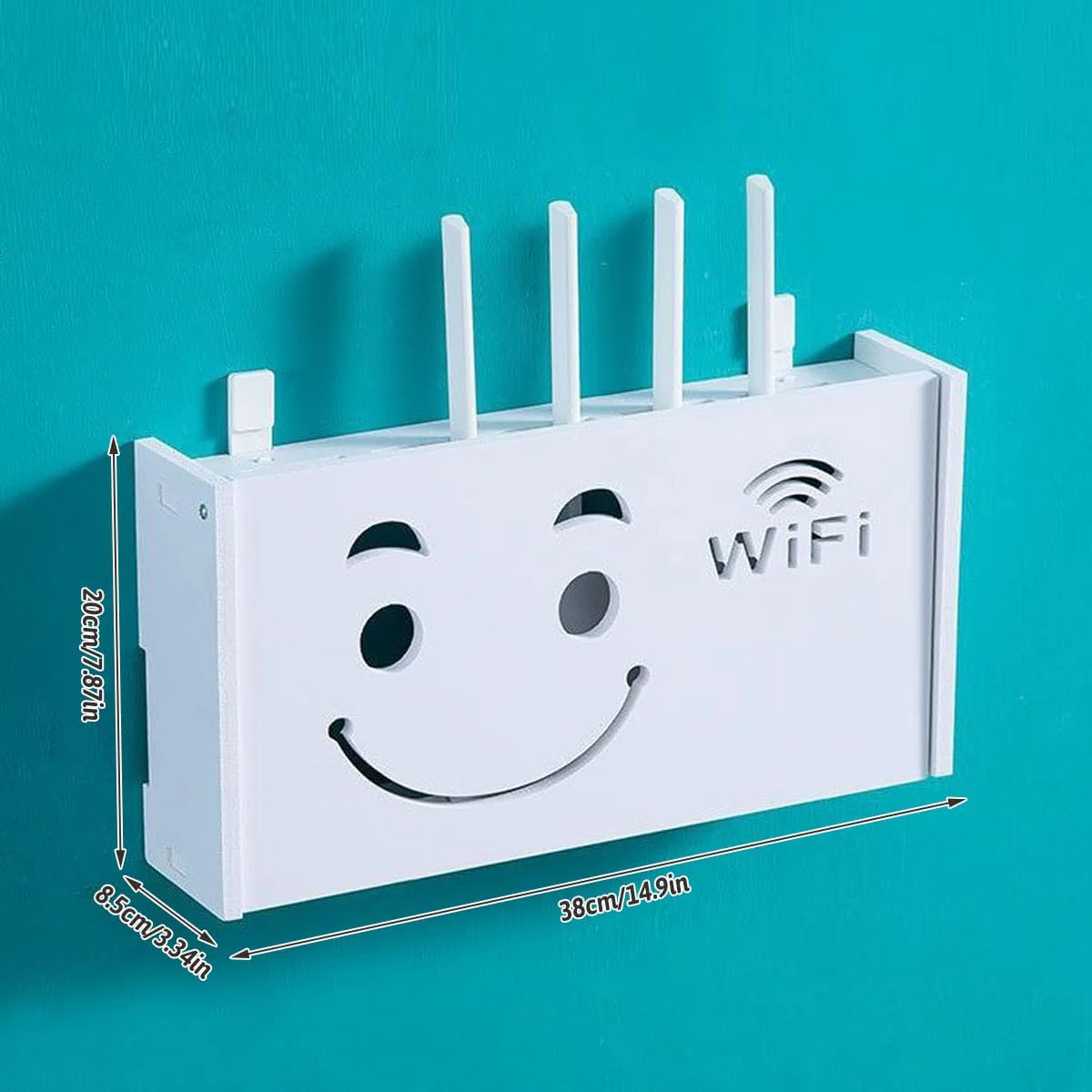 Wall-Mounted Router Storage Box and Shelf, White, 38cm x 8.5cm 20cm Size NEW - Image 3