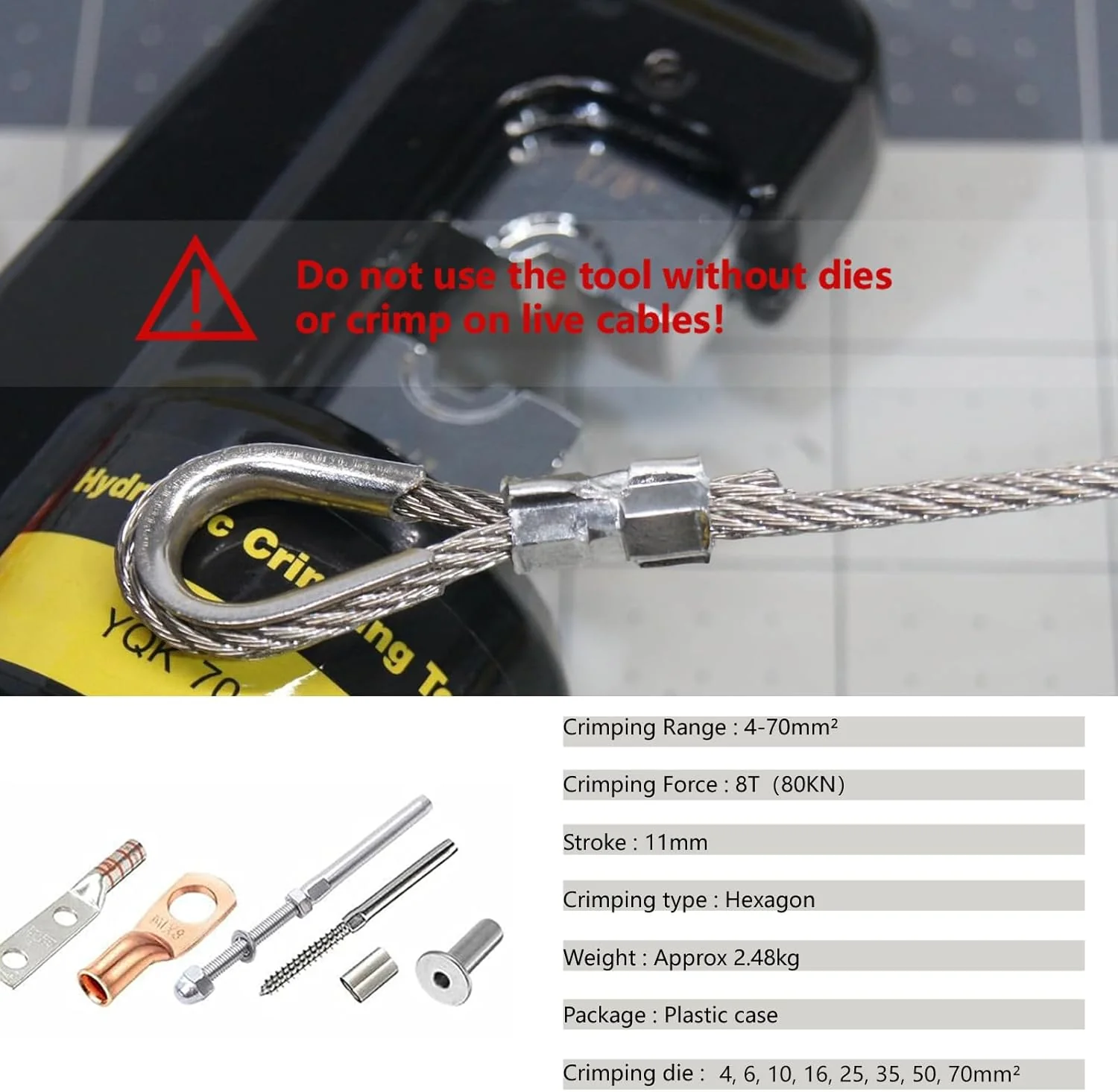 Hand Operated Hydraulic Crimping Tool for 4-70mm² (12-2/0 AWG) Cables in DEMO - Image 3