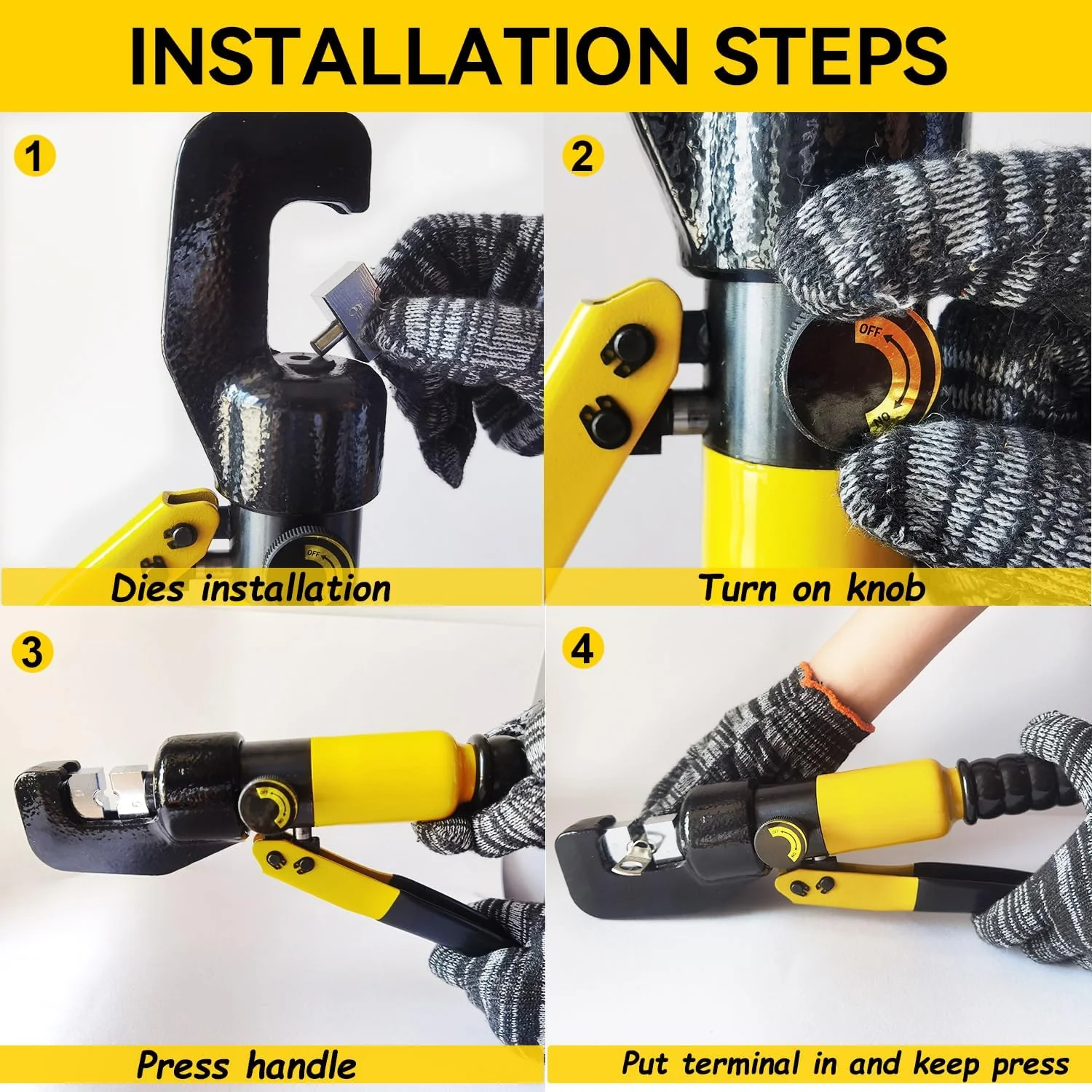 Hand Operated Hydraulic Crimping Tool for 4-70mm² (12-2/0 AWG) Cables in DEMO - Image 6