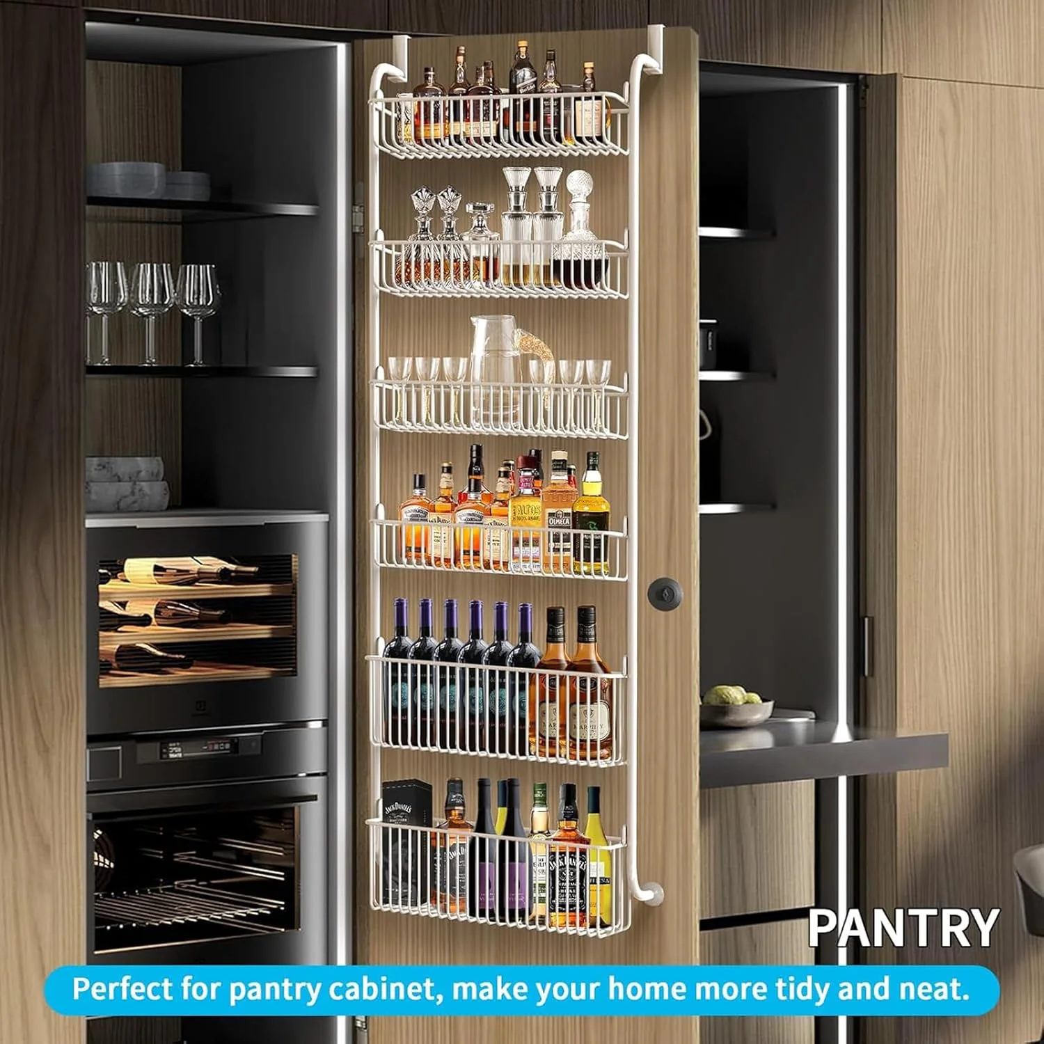 6-Tier Kitchen Storage Organizer Shelf Pantry Door Rack White Size 17 cm x NEW - Image 3
