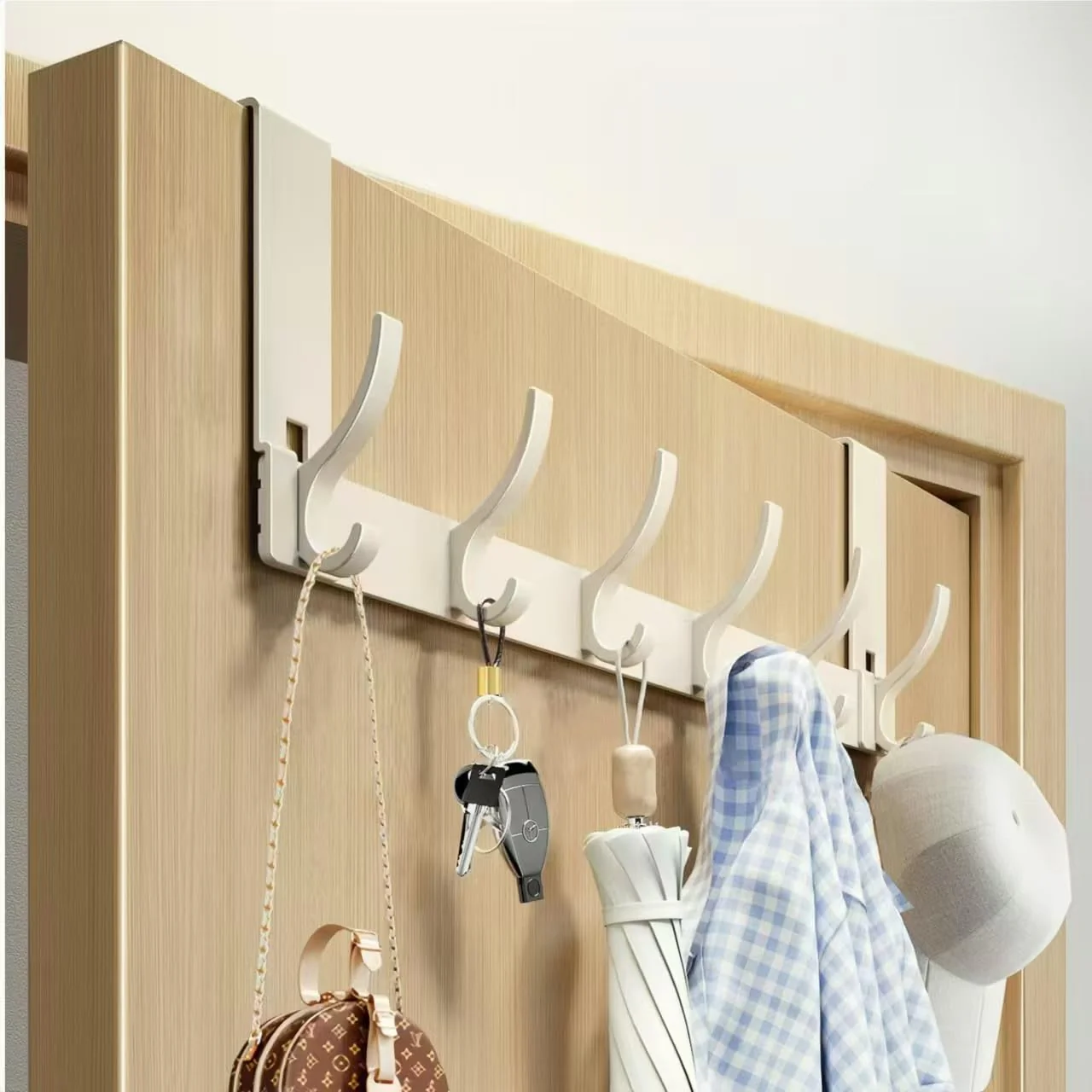 Over The Door Towel Hooks - Milky White Bathroom Home Decor, 39x18x4cm NEW