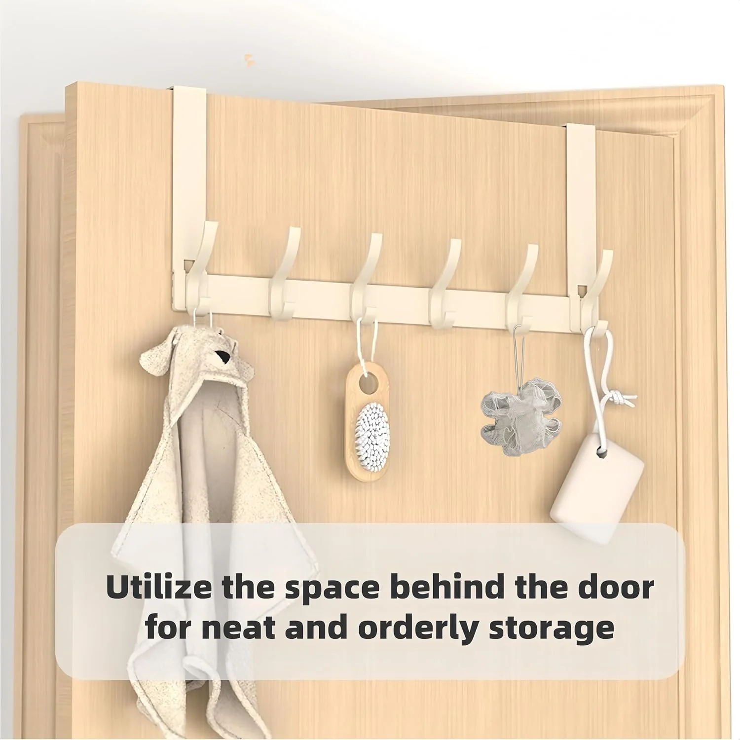 Over The Door Towel Hooks - Milky White Bathroom Home Decor, 39x18x4cm NEW - Image 5