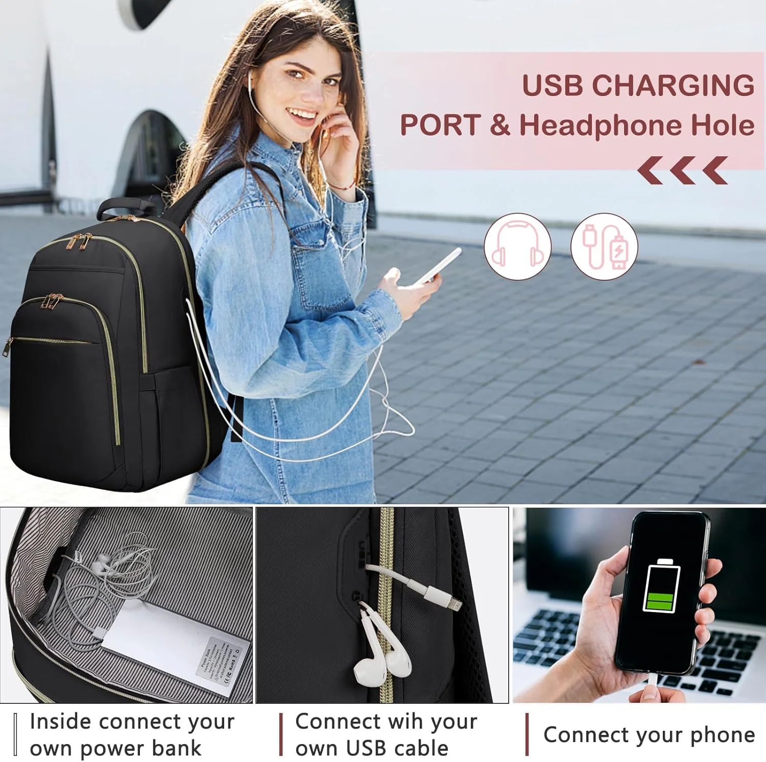 SDYSM Laptop Backpacks Backpack 15.6 Inch Travel with USB Port Lightweight NEW - Image 3