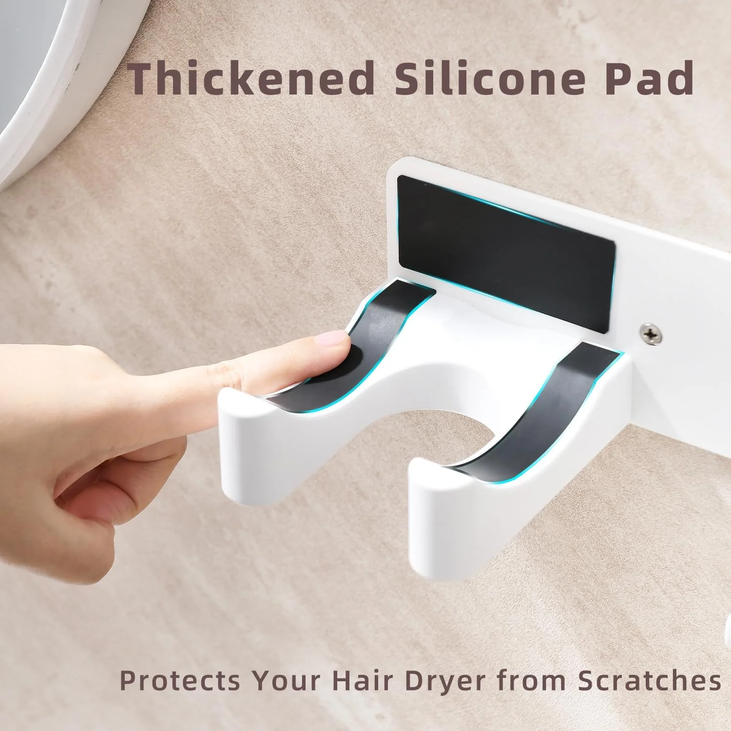 Wall Mounted Hair Dryer Holder Organizer, Self-Adhesive Storage, White NEW - Image 2
