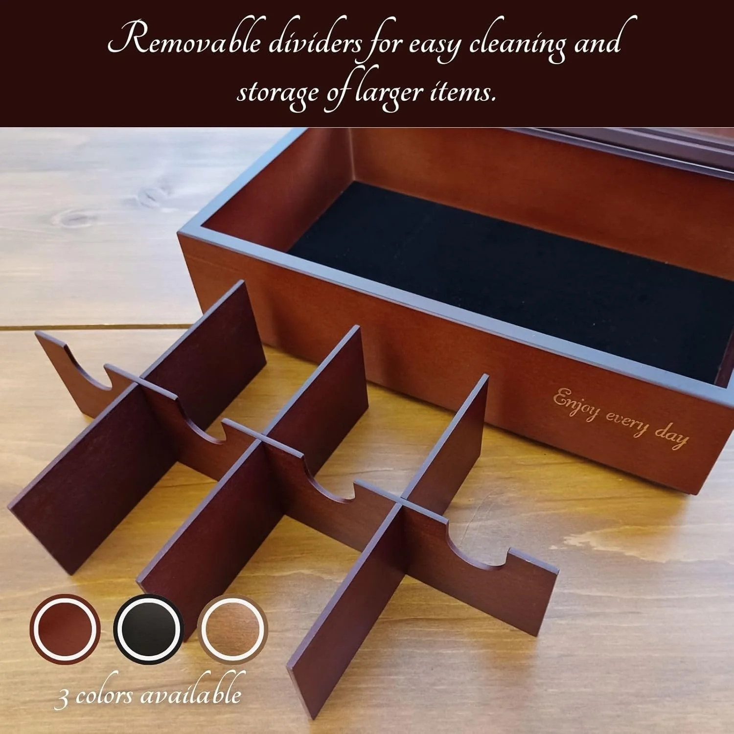 BJOYFUL&LOVED BJL Wooden Tea Box Organizer 8 Compartments Food Storage NEW - Image 6