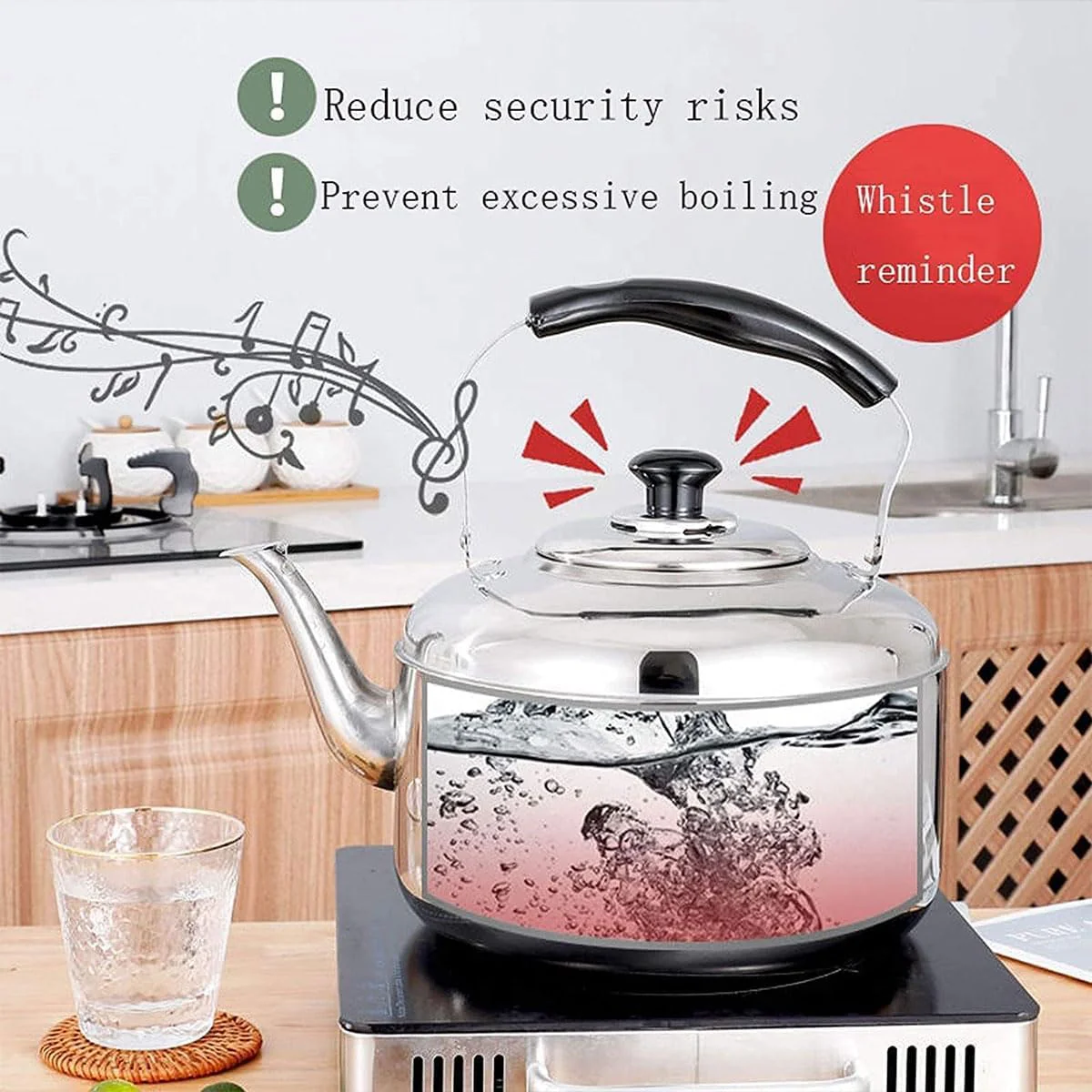 Stainless Steel Stovetop Kettle with Whistle and Ergonomic Handle, 5L DEMO - Image 4