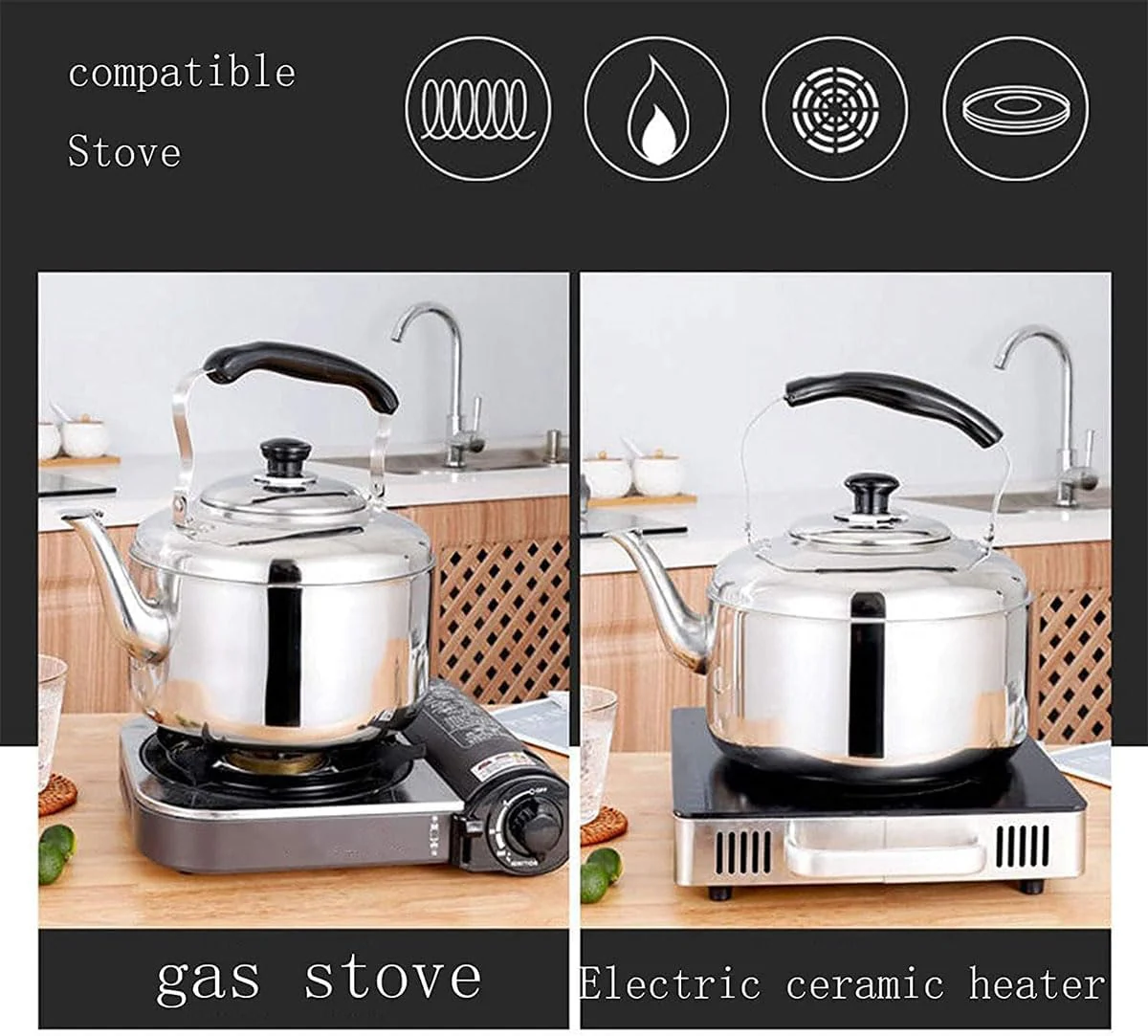 Stainless Steel Stovetop Kettle with Whistle and Ergonomic Handle, 5L DEMO - Image 9
