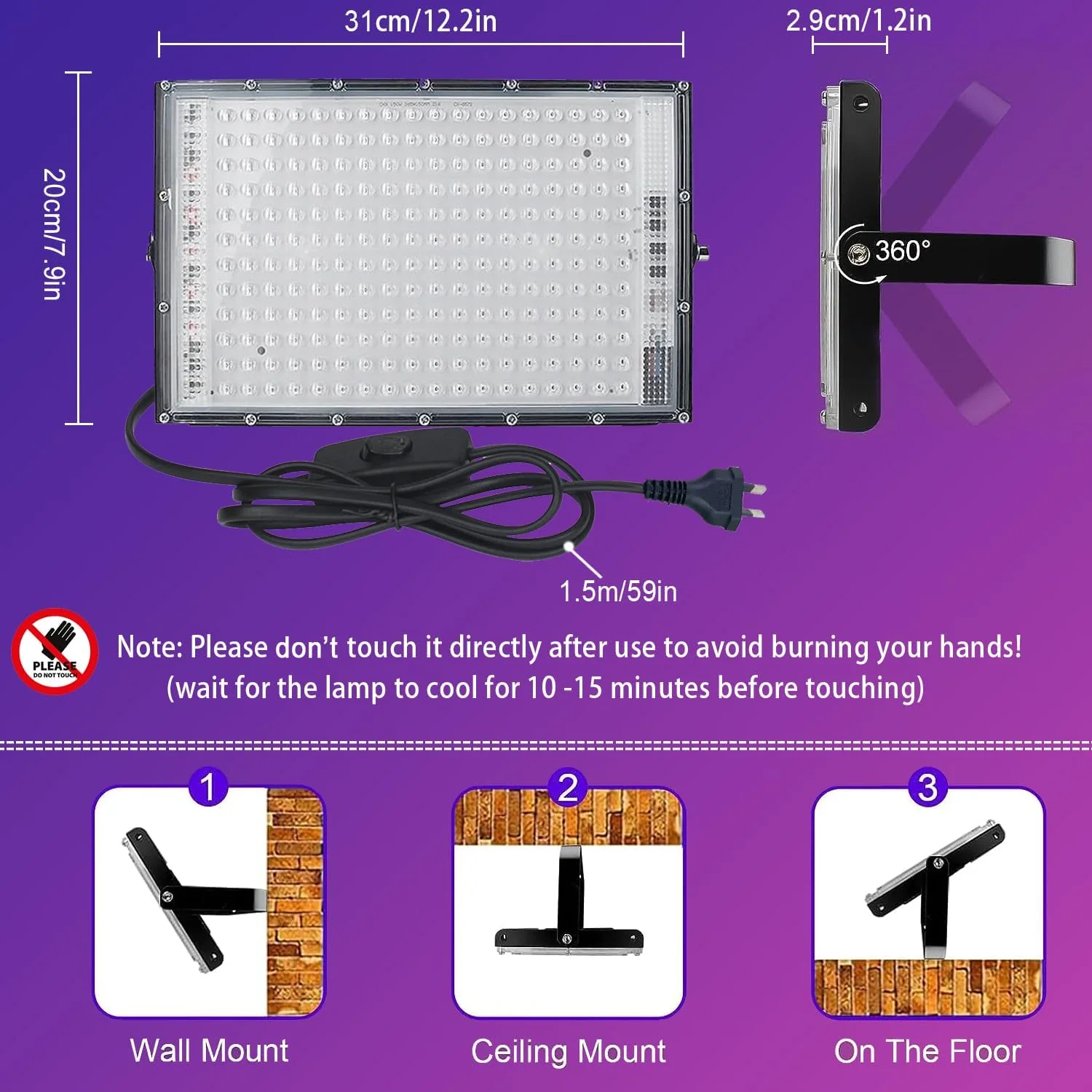 150W Black LED Aquarium Lighting Fixtures, 2-Pack, Waterproof IP65 NEW - Image 6