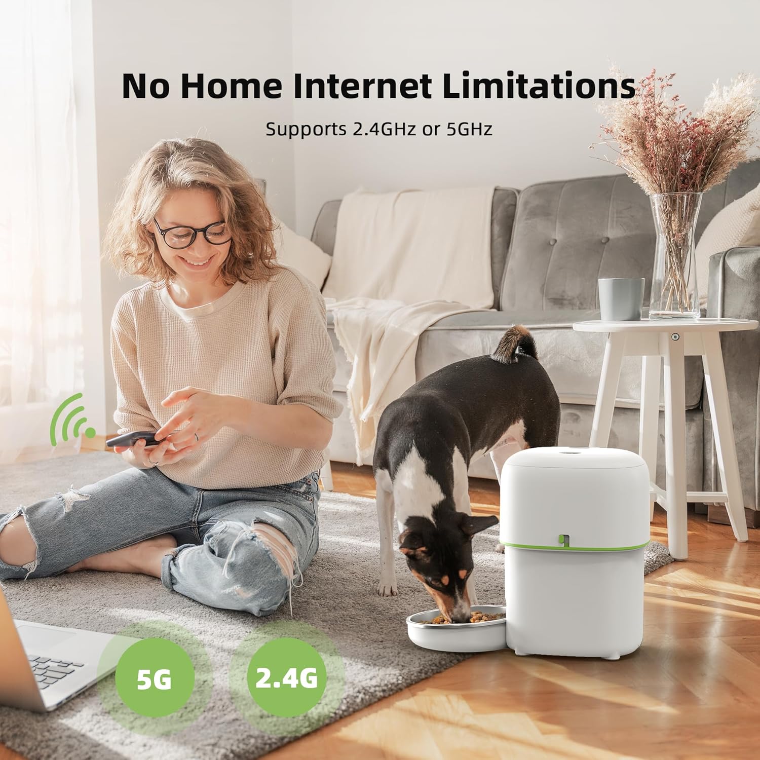 Yuposl 2L Automatic Pet Feeder with 5G WiFi App Control, White, 68oz DEMO - Image 2