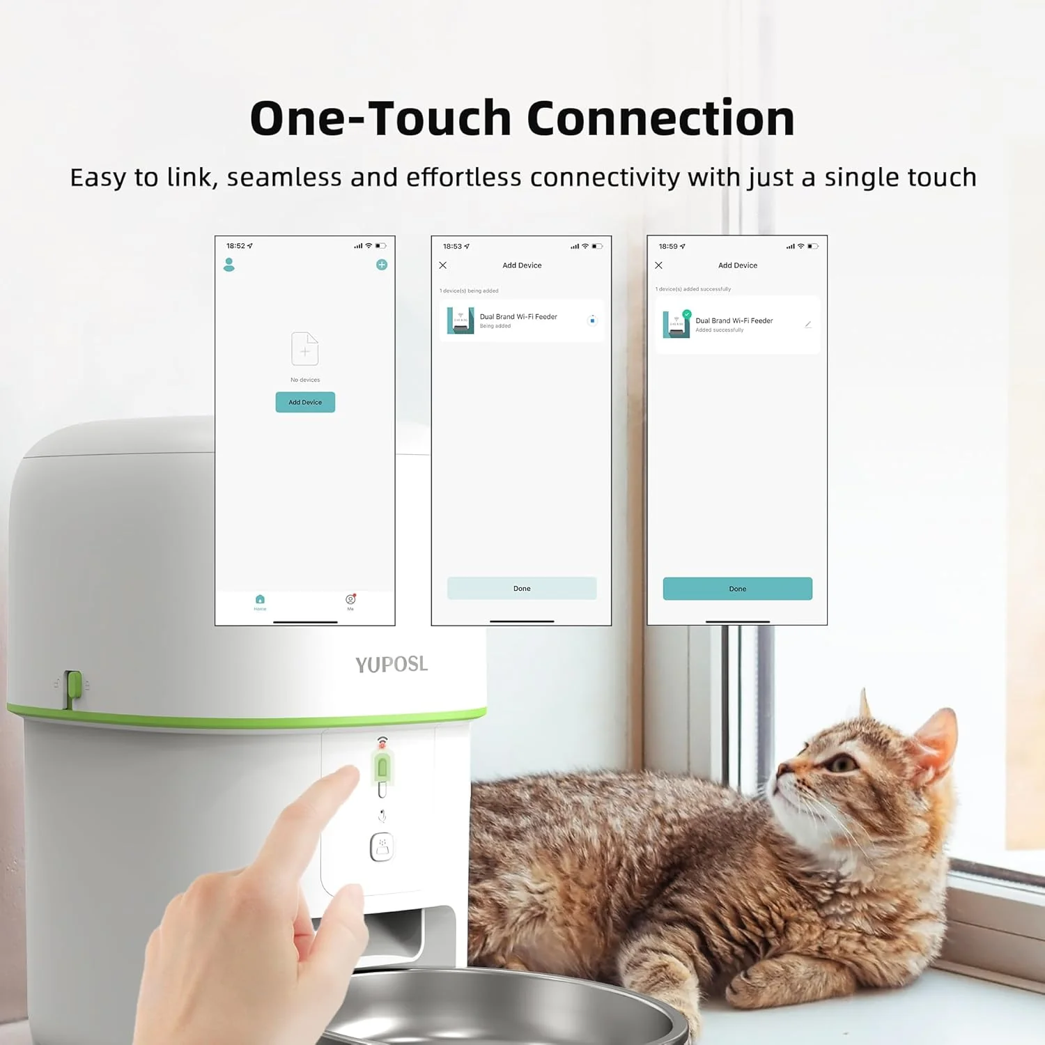 Yuposl 2L Automatic Pet Feeder with 5G WiFi App Control, White, 68oz DEMO - Image 3