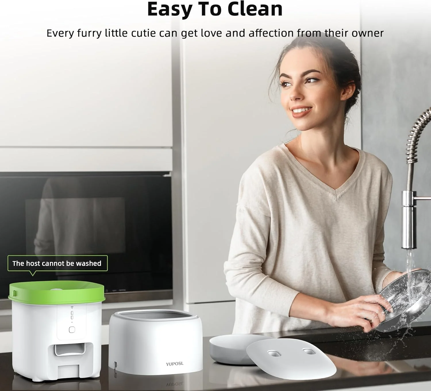 Yuposl 2L Automatic Pet Feeder with 5G WiFi App Control, White, 68oz DEMO - Image 6