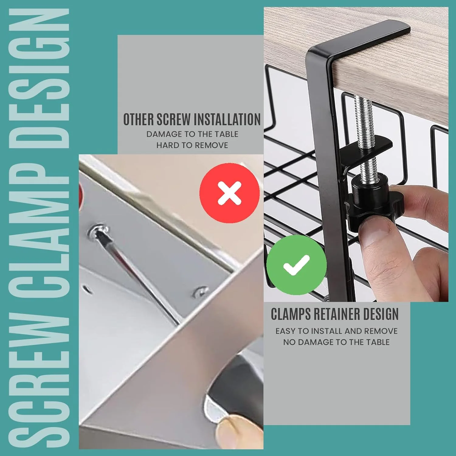 Sturdy Metal Cable Organizer Tray Desk Cord Management Black Size 40x12cm DEMO - Image 7
