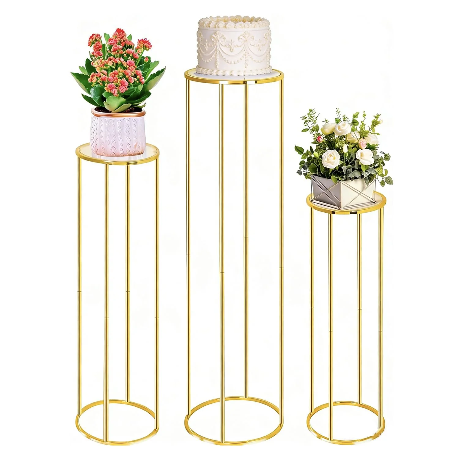 Gold Cylinder Pedestal Stands for Elegant Party Centrepieces NEW