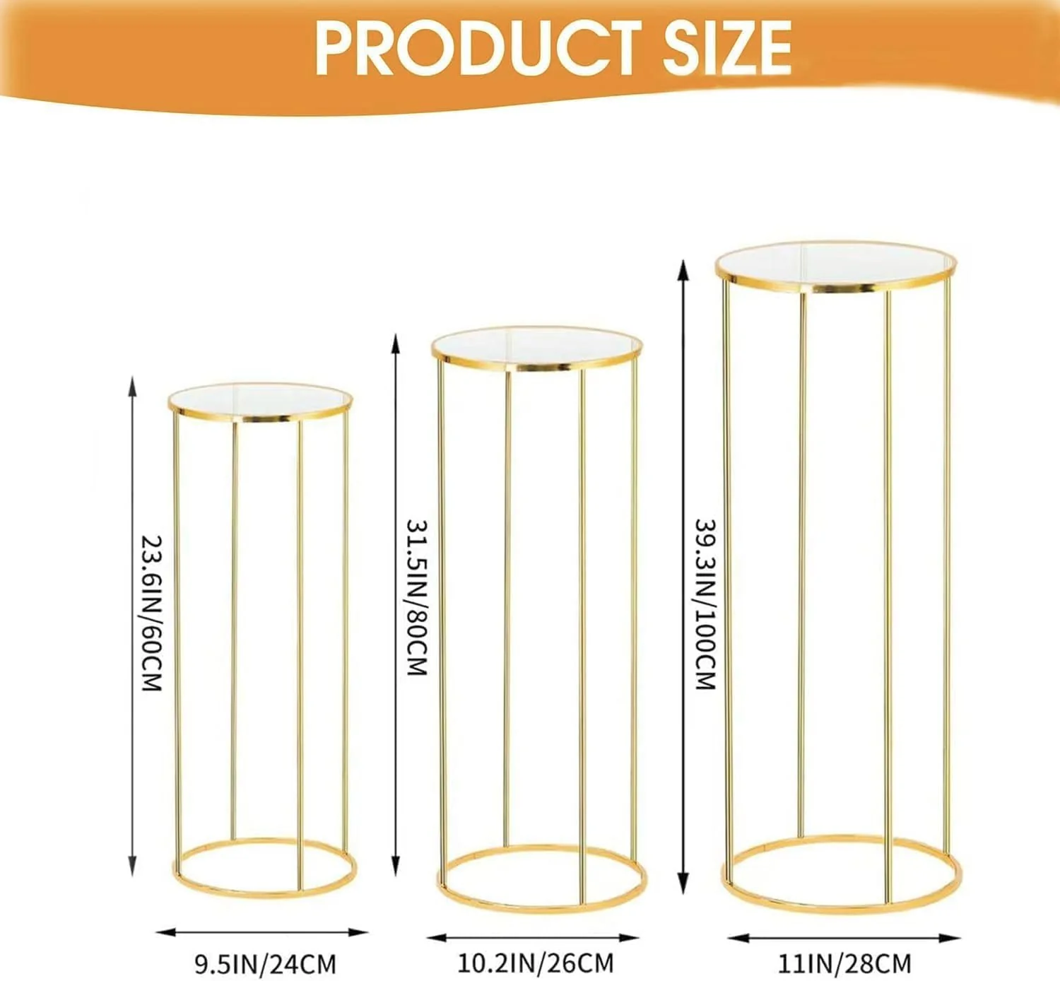 Gold Cylinder Pedestal Stands for Elegant Party Centrepieces NEW - Image 2