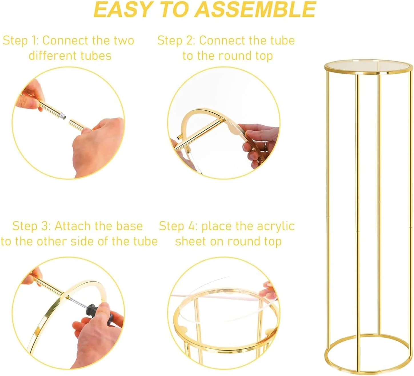 Gold Cylinder Pedestal Stands for Elegant Party Centrepieces NEW - Image 3