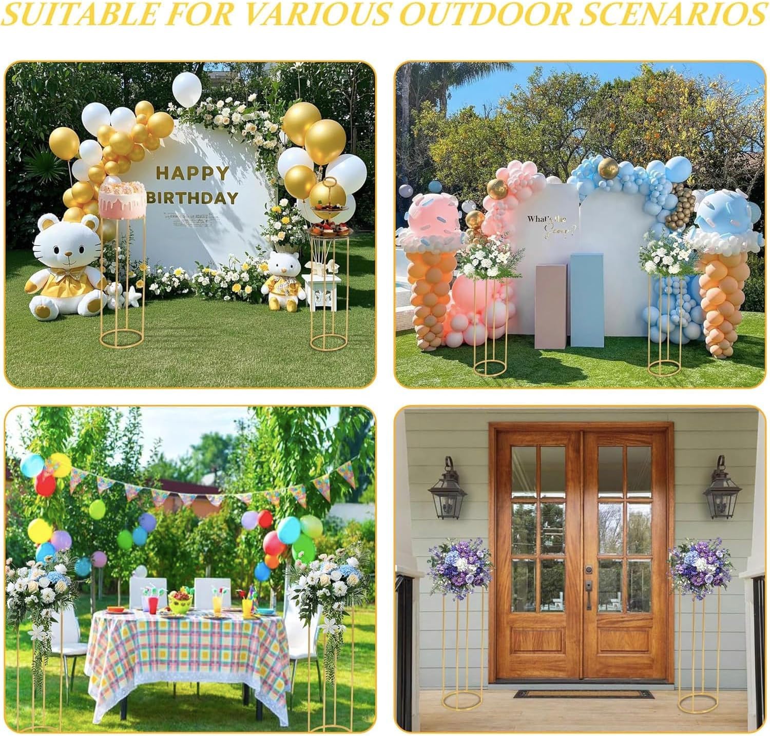 Gold Cylinder Pedestal Stands for Elegant Party Centrepieces NEW - Image 6