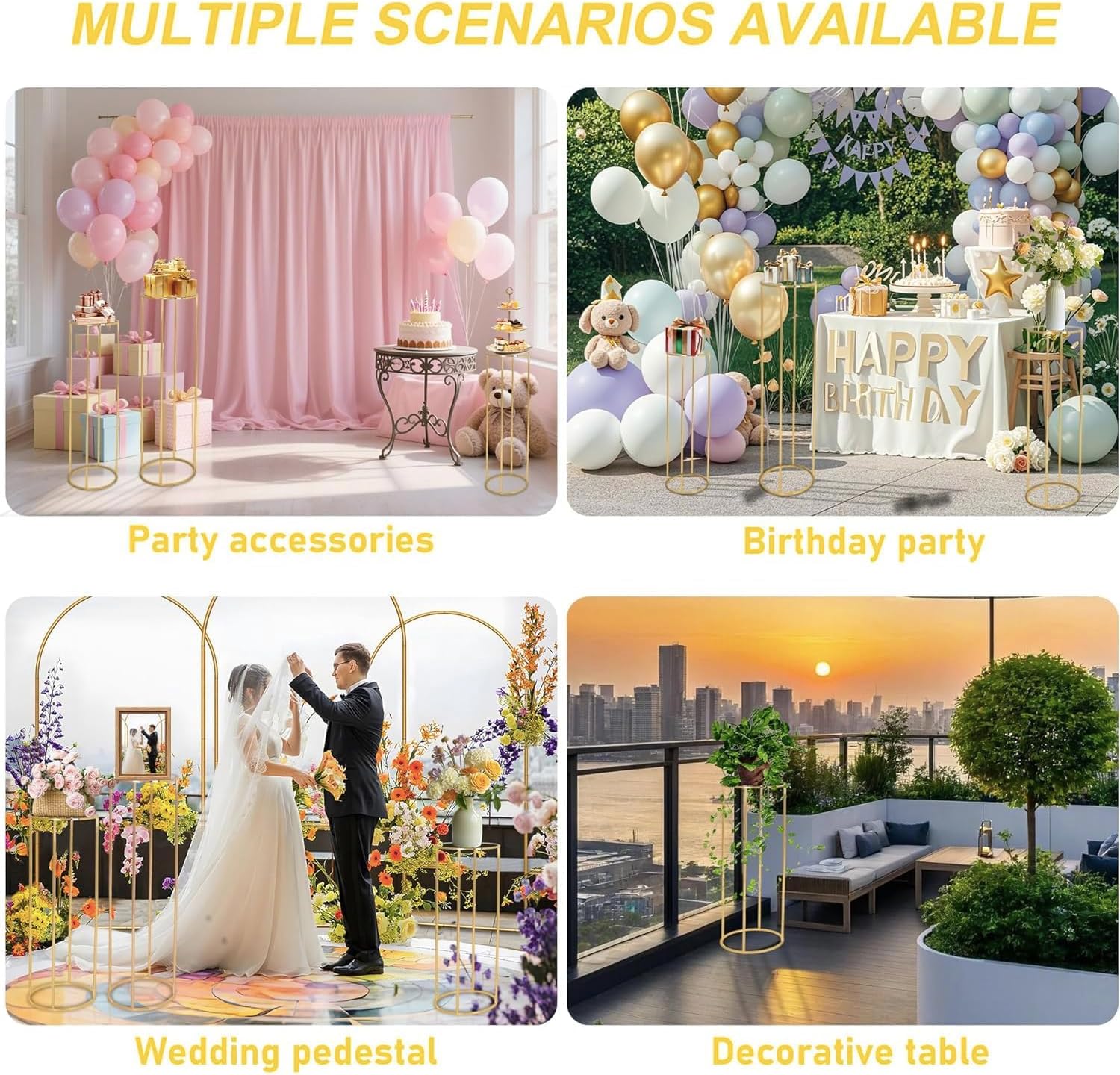 Gold Cylinder Pedestal Stands for Elegant Party Centrepieces NEW - Image 7