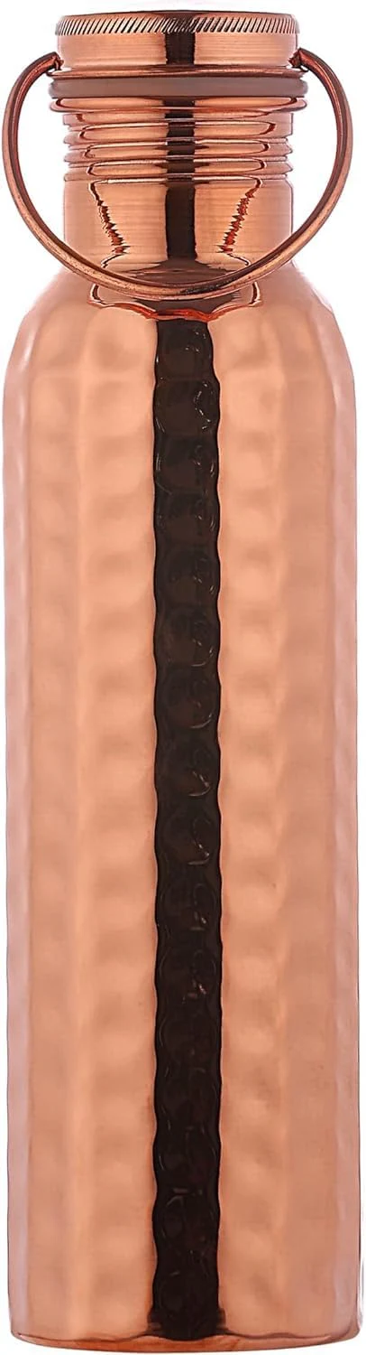 HealthGoodsIn Hammered Copper Water Bottle with Carry Handle, 20.28oz NEW - Image 2