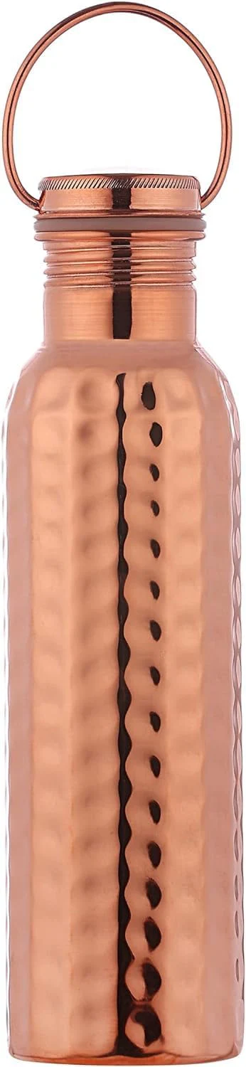 HealthGoodsIn Hammered Copper Water Bottle with Carry Handle, 20.28oz NEW - Image 3