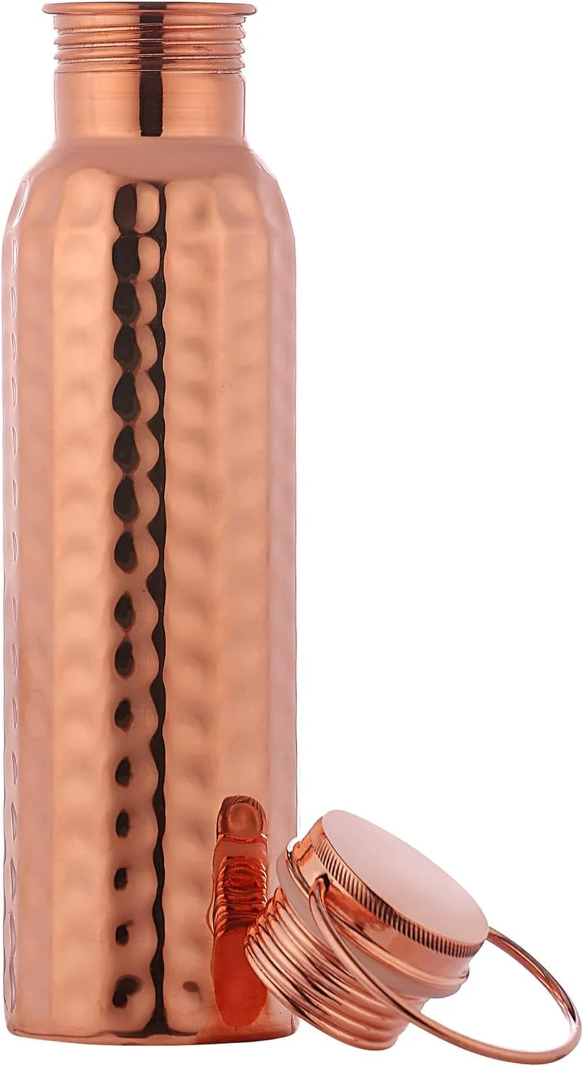 HealthGoodsIn Hammered Copper Water Bottle with Carry Handle, 20.28oz NEW - Image 4