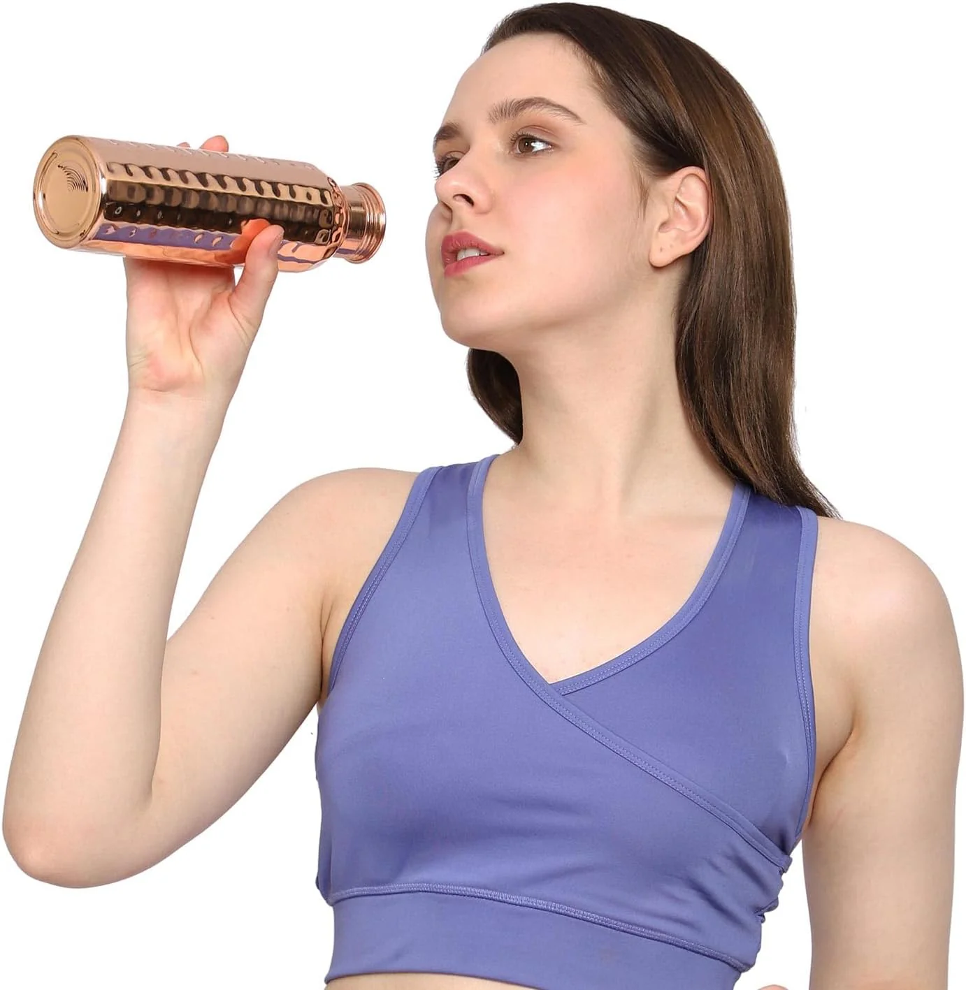 HealthGoodsIn Hammered Copper Water Bottle with Carry Handle, 20.28oz NEW - Image 8