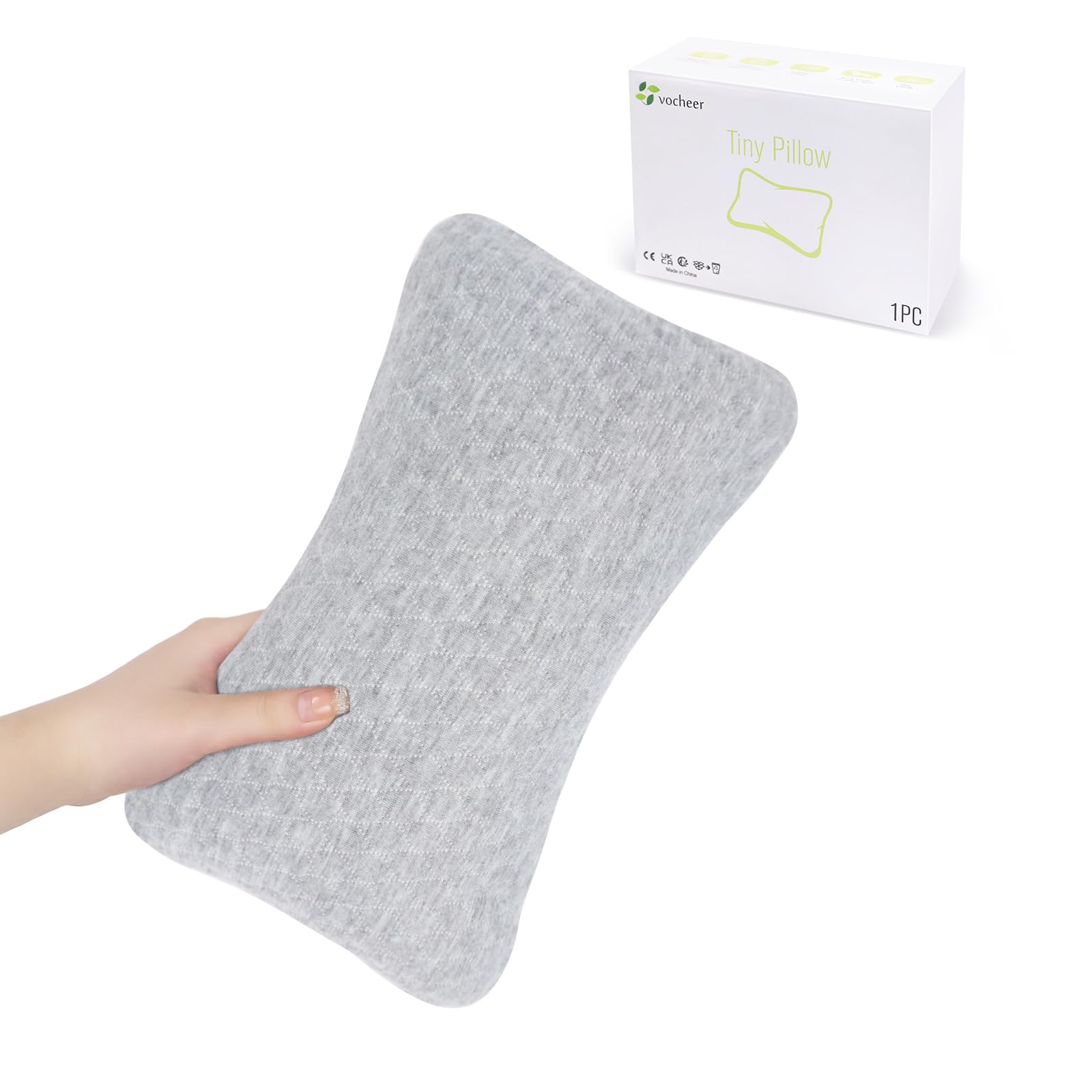 vocheer Small Travel Pillows 11"x 7" Mini Lightweight Compact Light Grey NEW