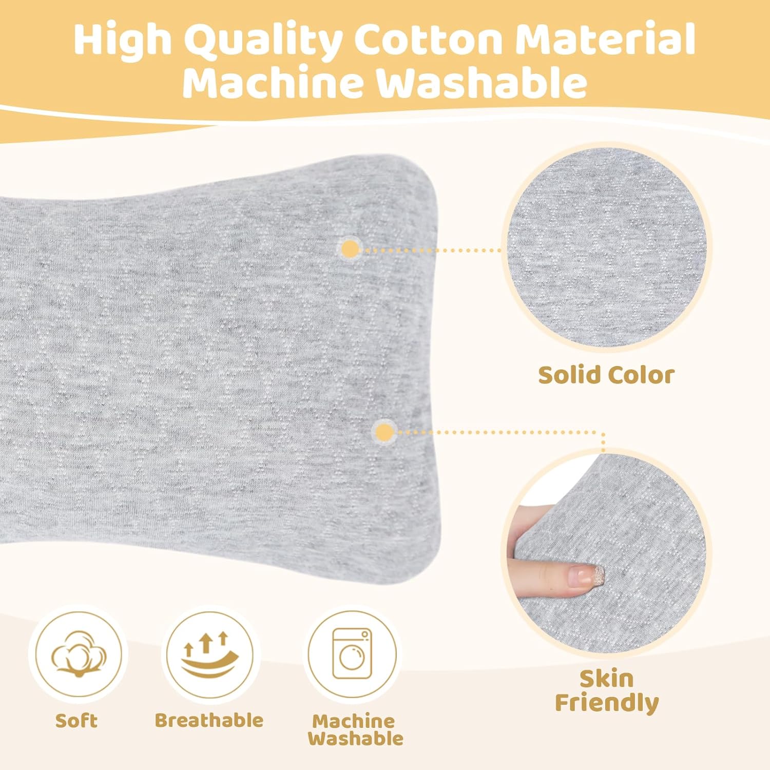 vocheer Small Travel Pillows 11"x 7" Mini Lightweight Compact Light Grey NEW - Image 2