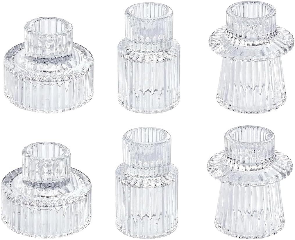Glass Pillar Candle Holder Clear Candlestick for Home, Wedding, Party Size NEW