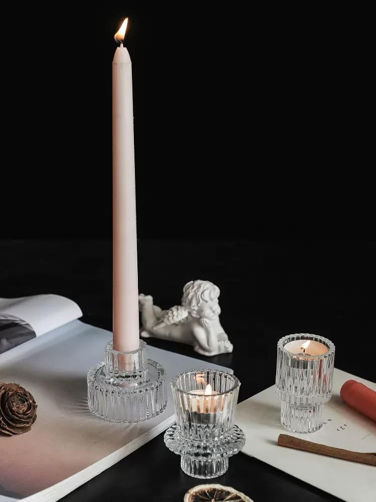 Glass Pillar Candle Holder Clear Candlestick for Home, Wedding, Party Size NEW - Image 5