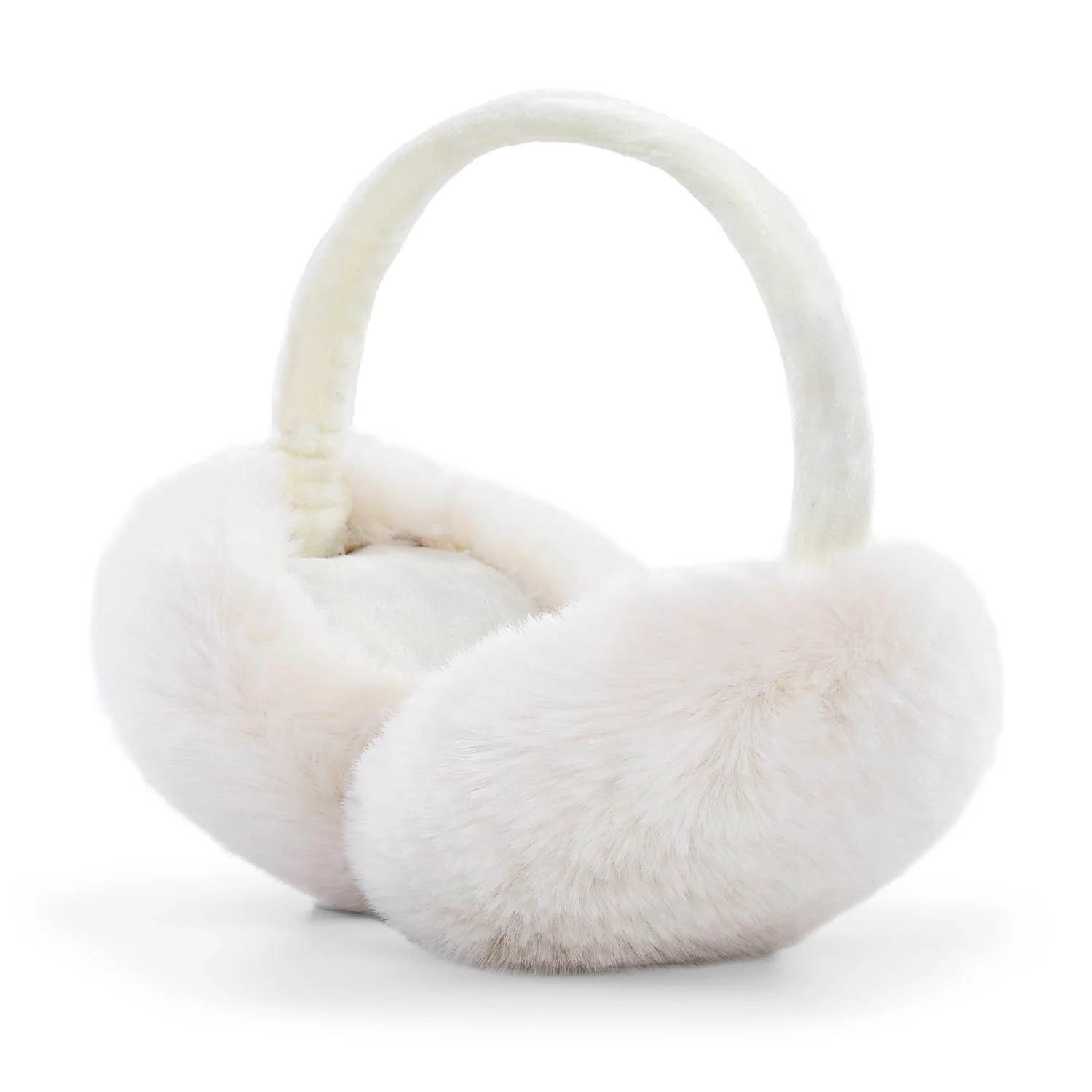 WISEPRO Unisex Foldable Fluffy Earmuffs Adjustable Band White Size One Size NEW