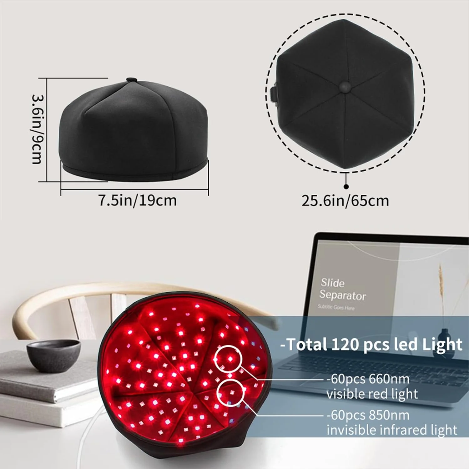 Black One Size Hair Regrowth Laser Beanie Device for Men and Women Size DEMO - Image 6