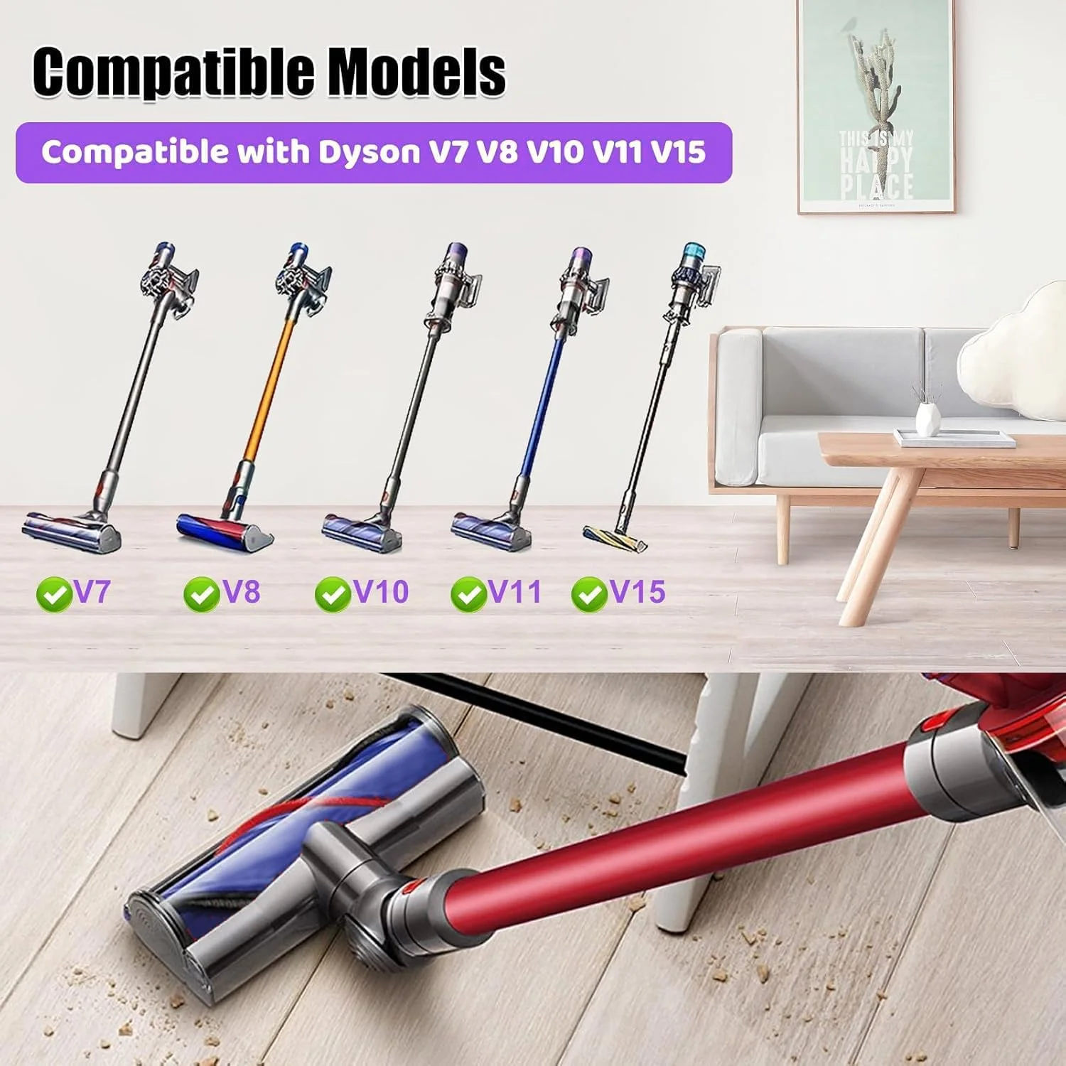 Replacement Parts Roller Motorhead Cleaner for Dyson V7 V8 V10 V11 Grey NEW - Image 2