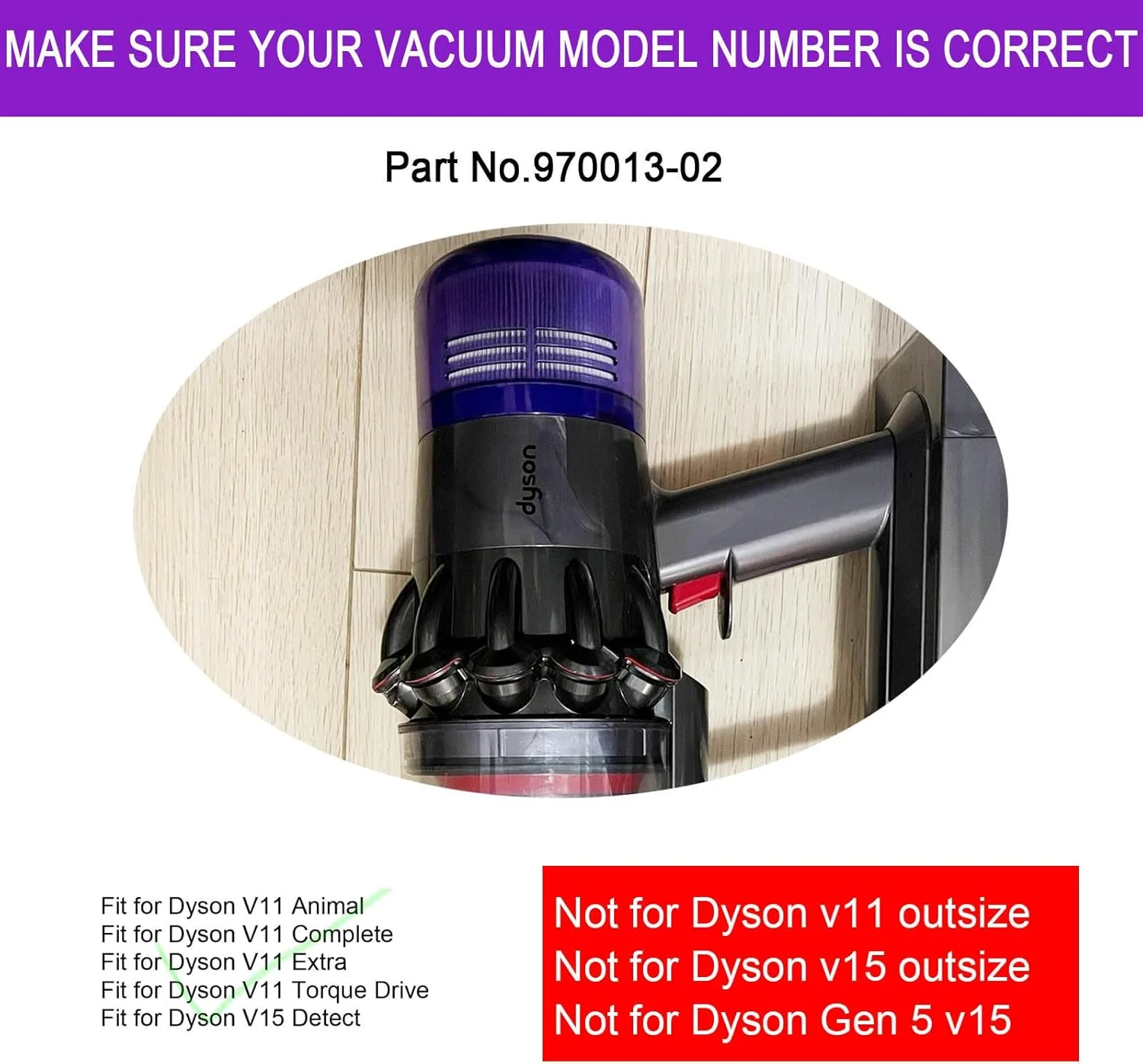 Vacuum Filter Replacement Parts for Dyson Cyclone V11, V14, V15 Purple Size NEW - Image 6
