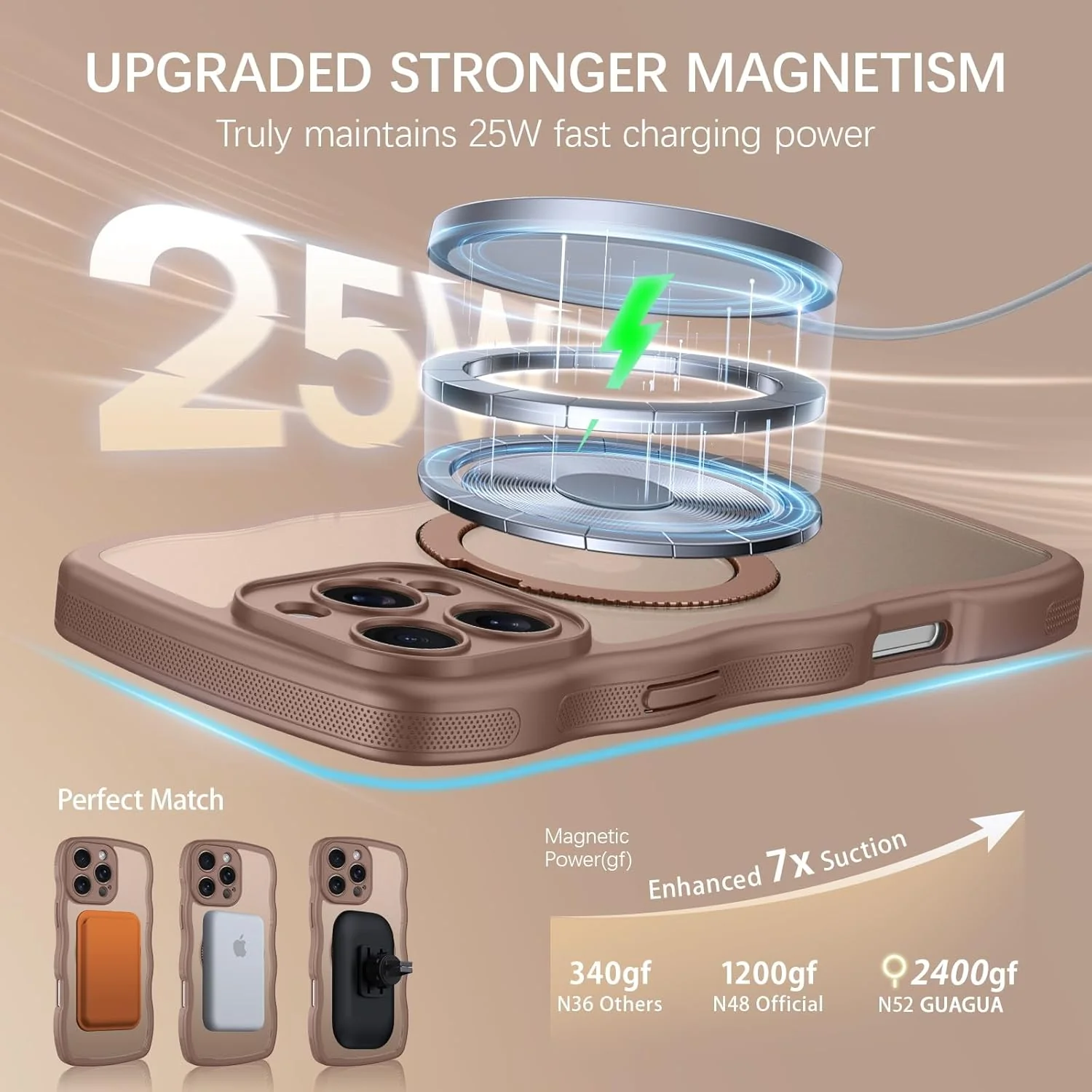 Magnetic Phone Case for iPhone 16 Pro Max in Brown - Protective Cover Size NEW - Image 2