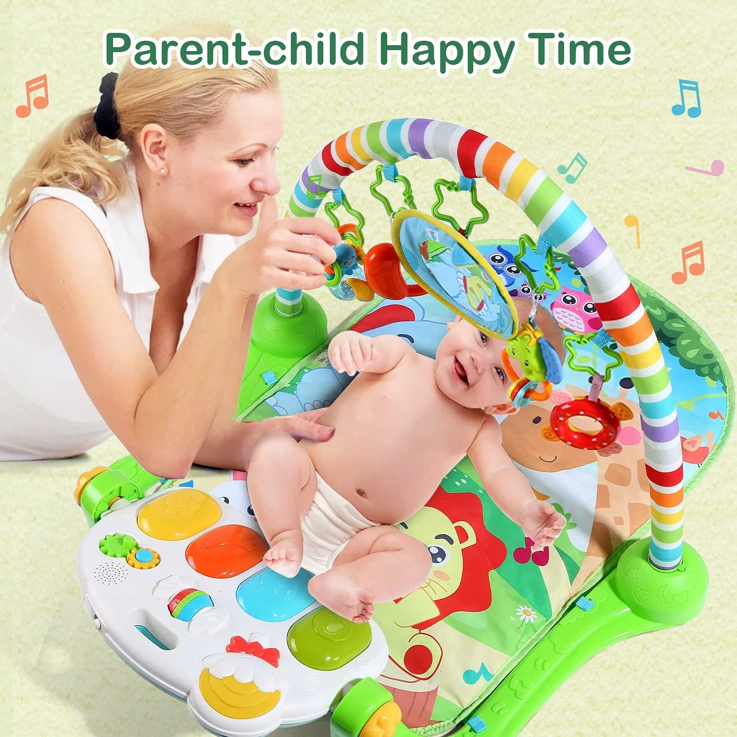 cute stone Baby Play Mat with Piano Gym & Tummy Time Activity, Green NEW - Image 2