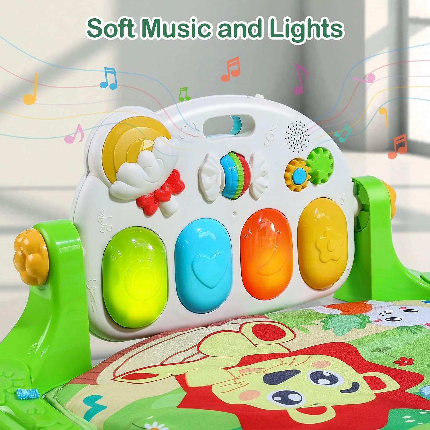 cute stone Baby Play Mat with Piano Gym & Tummy Time Activity, Green NEW - Image 3