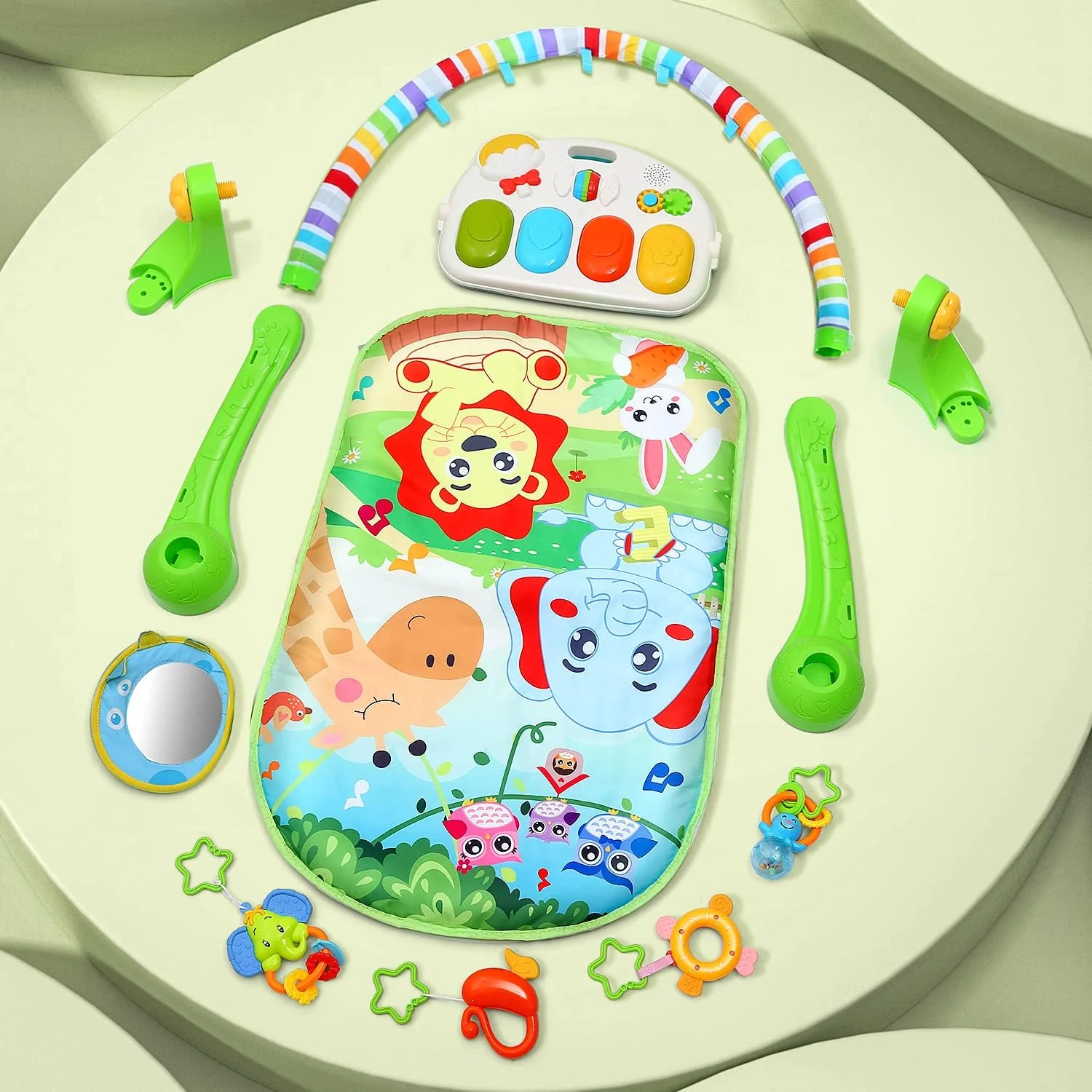 cute stone Baby Play Mat with Piano Gym & Tummy Time Activity, Green NEW - Image 8