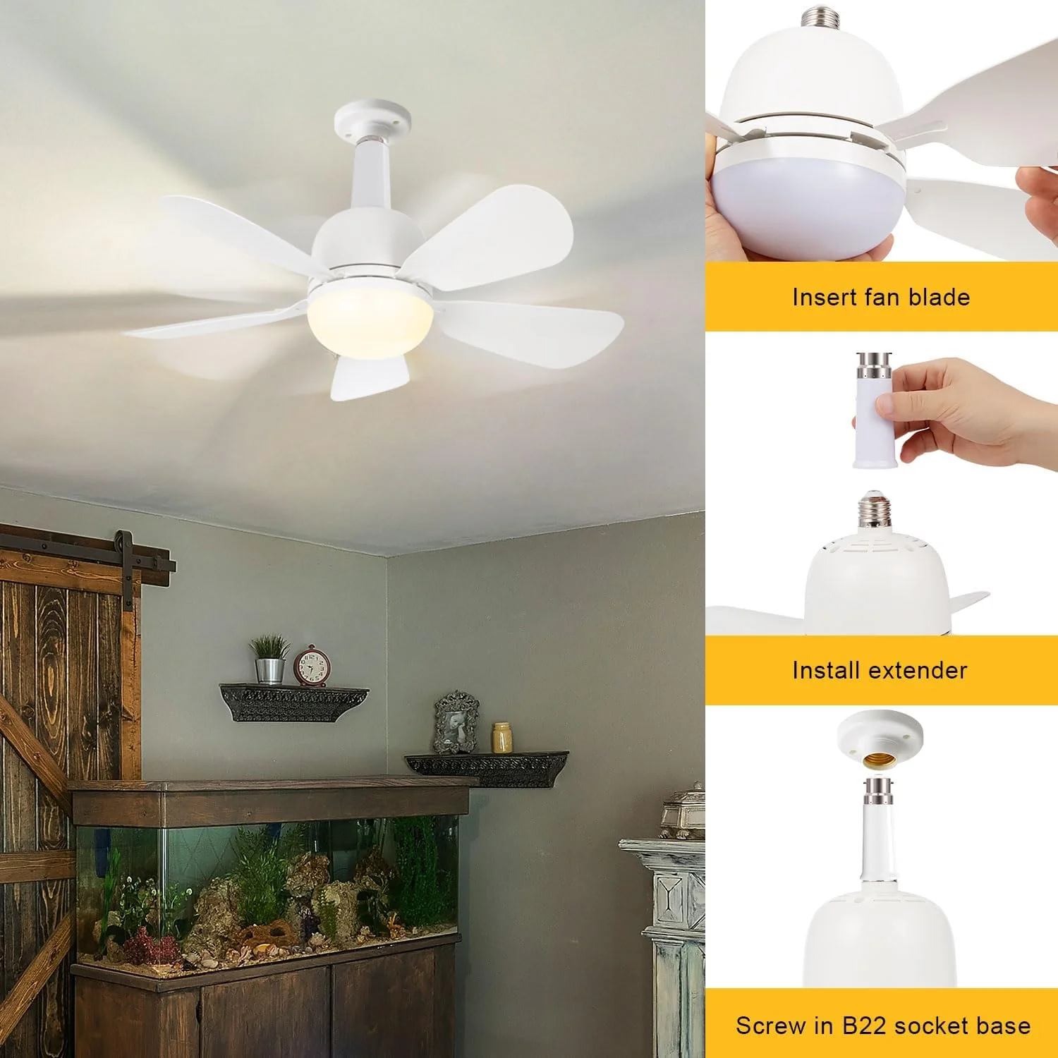 Gliztech 60CM Chandeliers LED Chandelier Light Fixture with Integrated Fan, NEW - Image 4