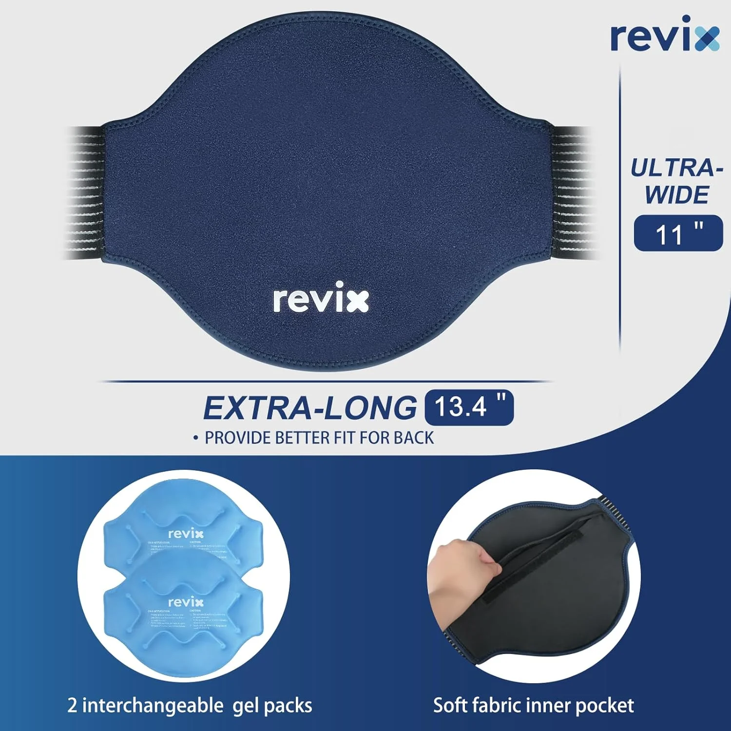 REVIX Extra Large Reusable Gel Ice Pack Wraps for Back, Neck & Shoulder NEW - Image 3