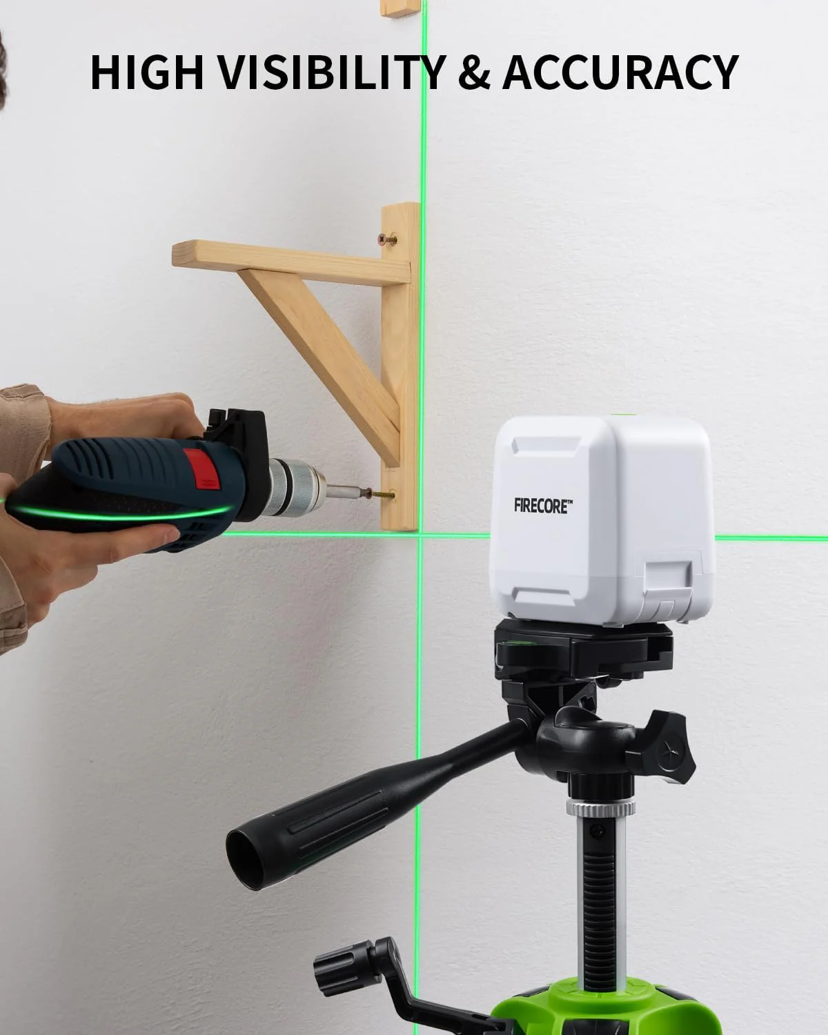 Firecore Laser Level Self-Leveling Cross Line Green Beam Measuring Tool NEW - Image 3