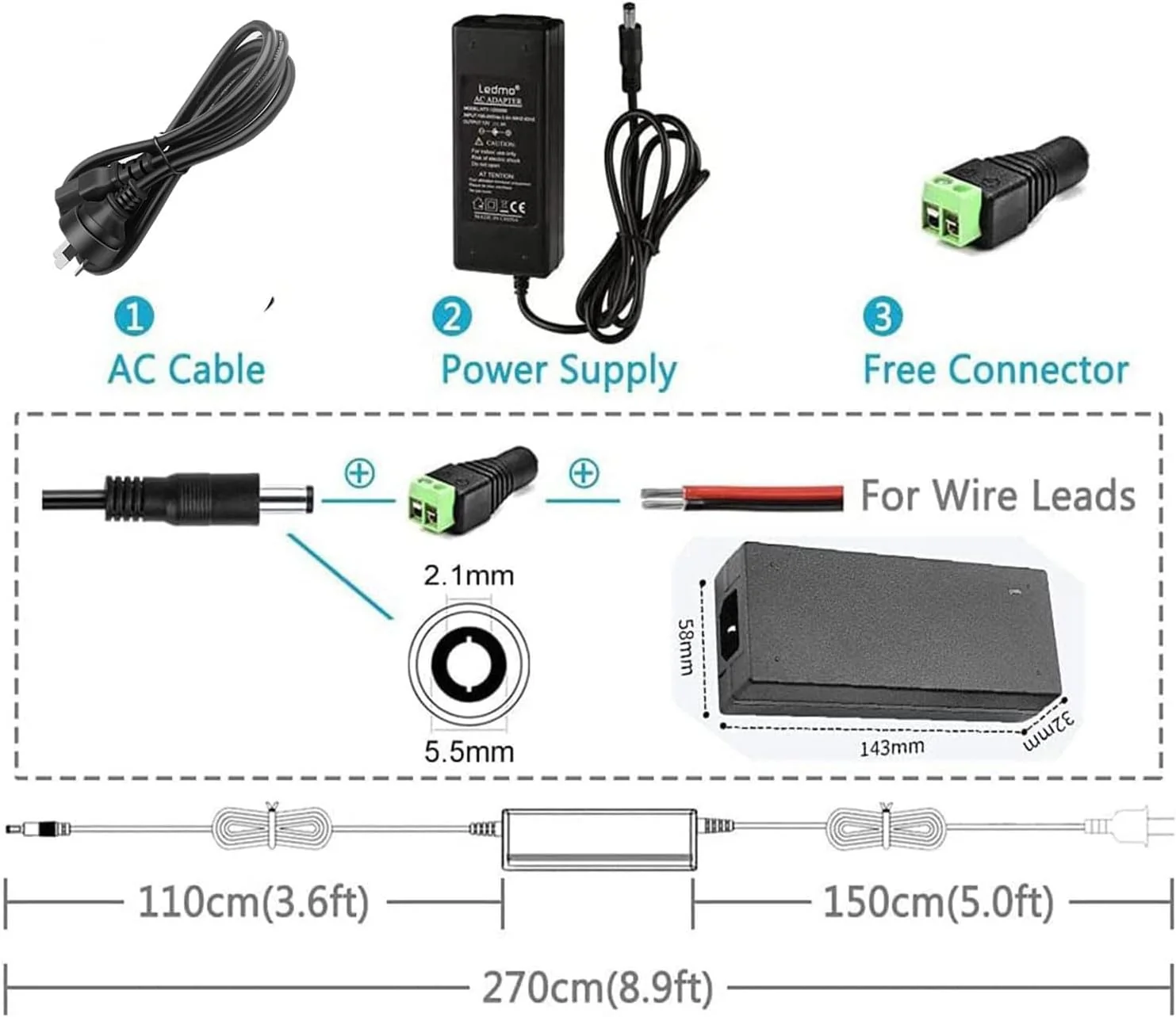 AORSI 144W AC Adapters 24V 6A AC Adapter Power Supply Converter Transformer NEW - Image 5