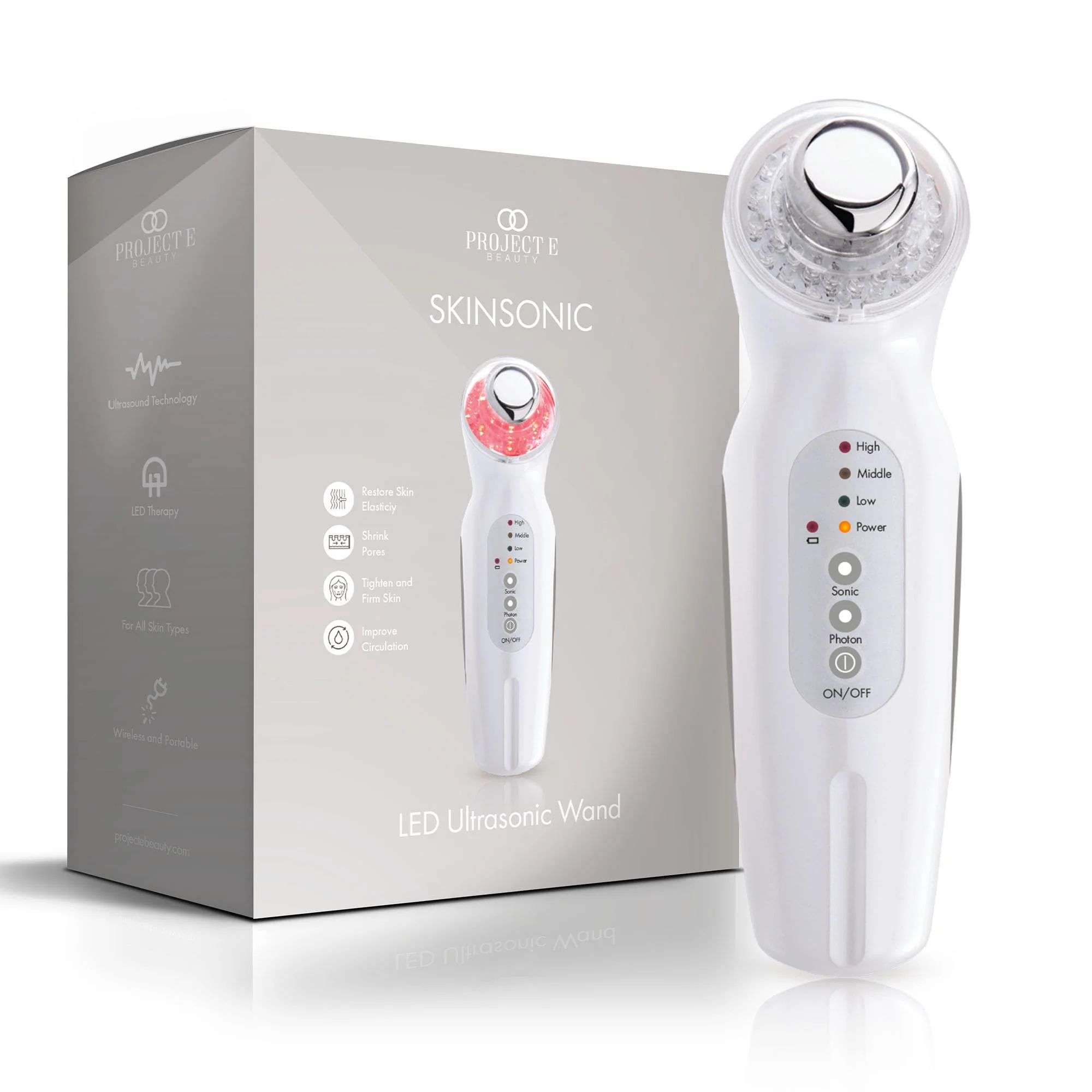 Project E Beauty Photon Wrinkle & Anti-Aging LED Light Therapy Device White NEW
