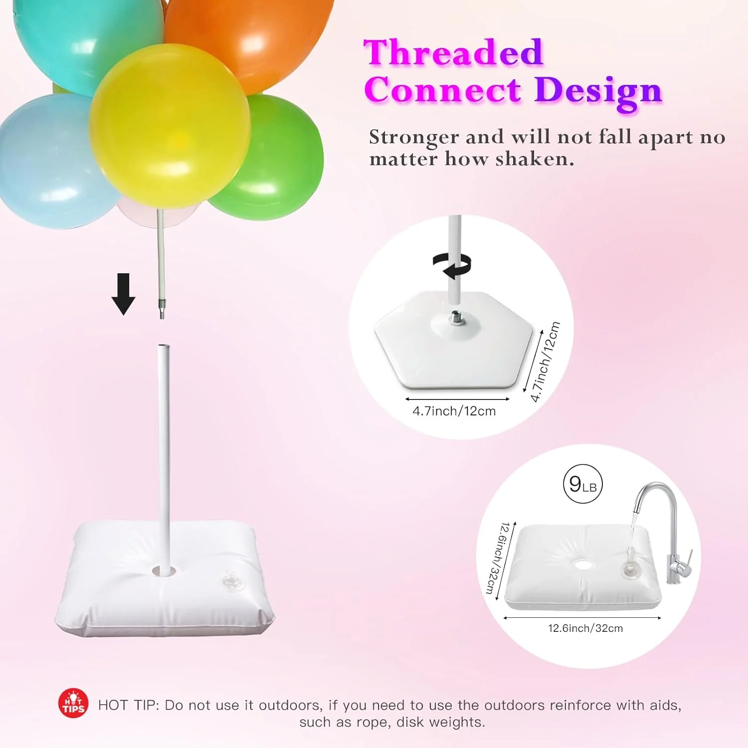 YALLOVE 21 Balloons Feet Balloon Arch Stand Kit Adjustable Width and Height NEW - Image 4