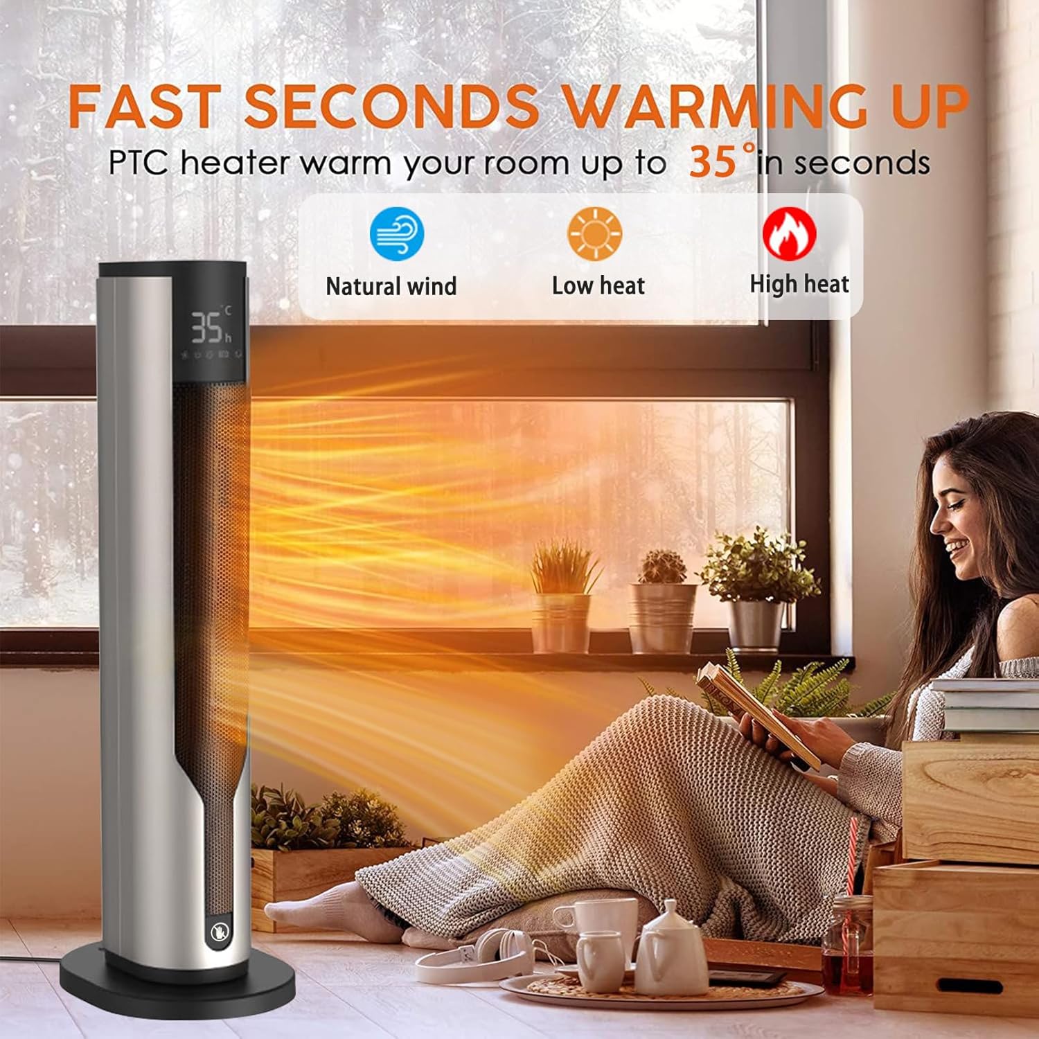 Yaberry Grove Heating Tower Space Heater with Adjustable Thermostat Remote NEW - Image 2