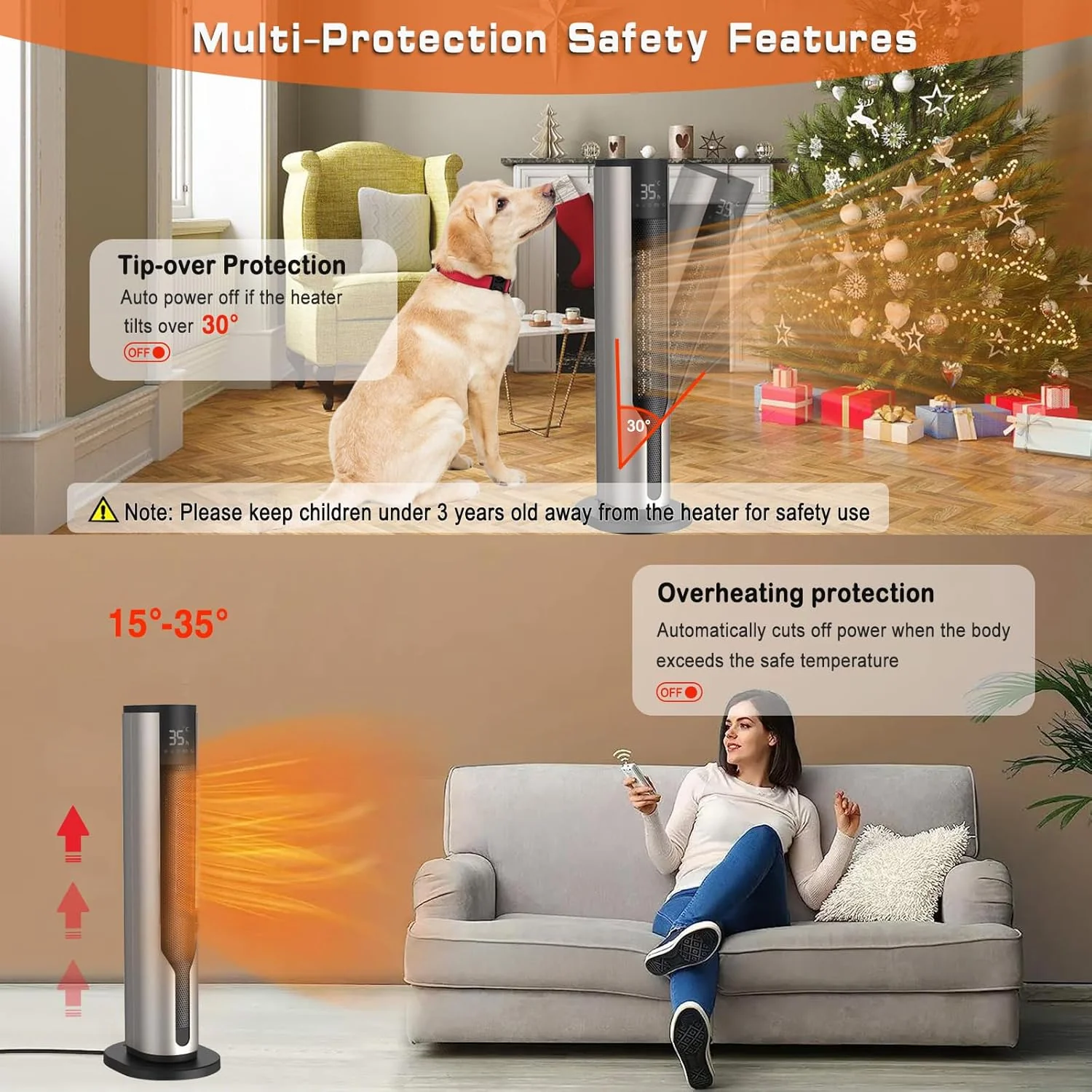Yaberry Grove Heating Tower Space Heater with Adjustable Thermostat Remote NEW - Image 3