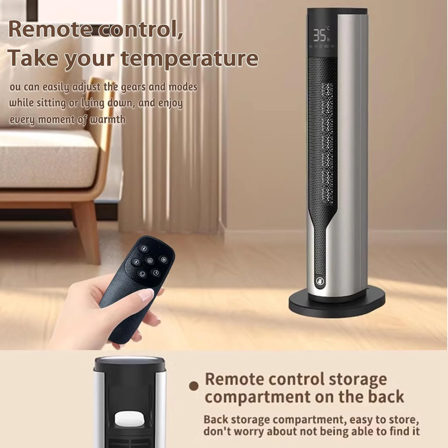 Yaberry Grove Heating Tower Space Heater with Adjustable Thermostat Remote NEW - Image 7