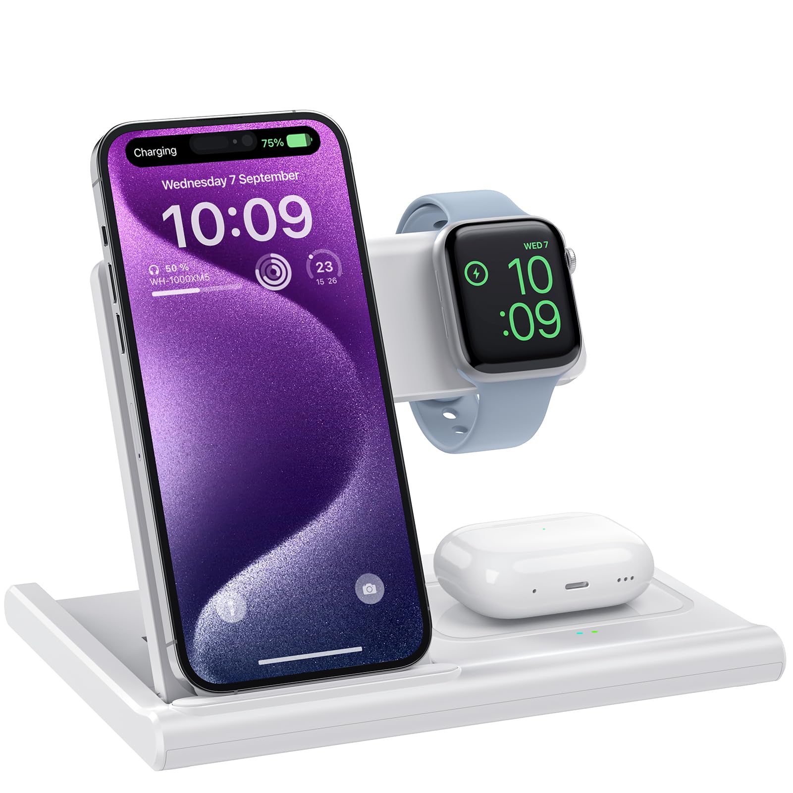 EXW 3-in-1 Induction Chargers Wireless Charging Station for iPhone, Apple NEW