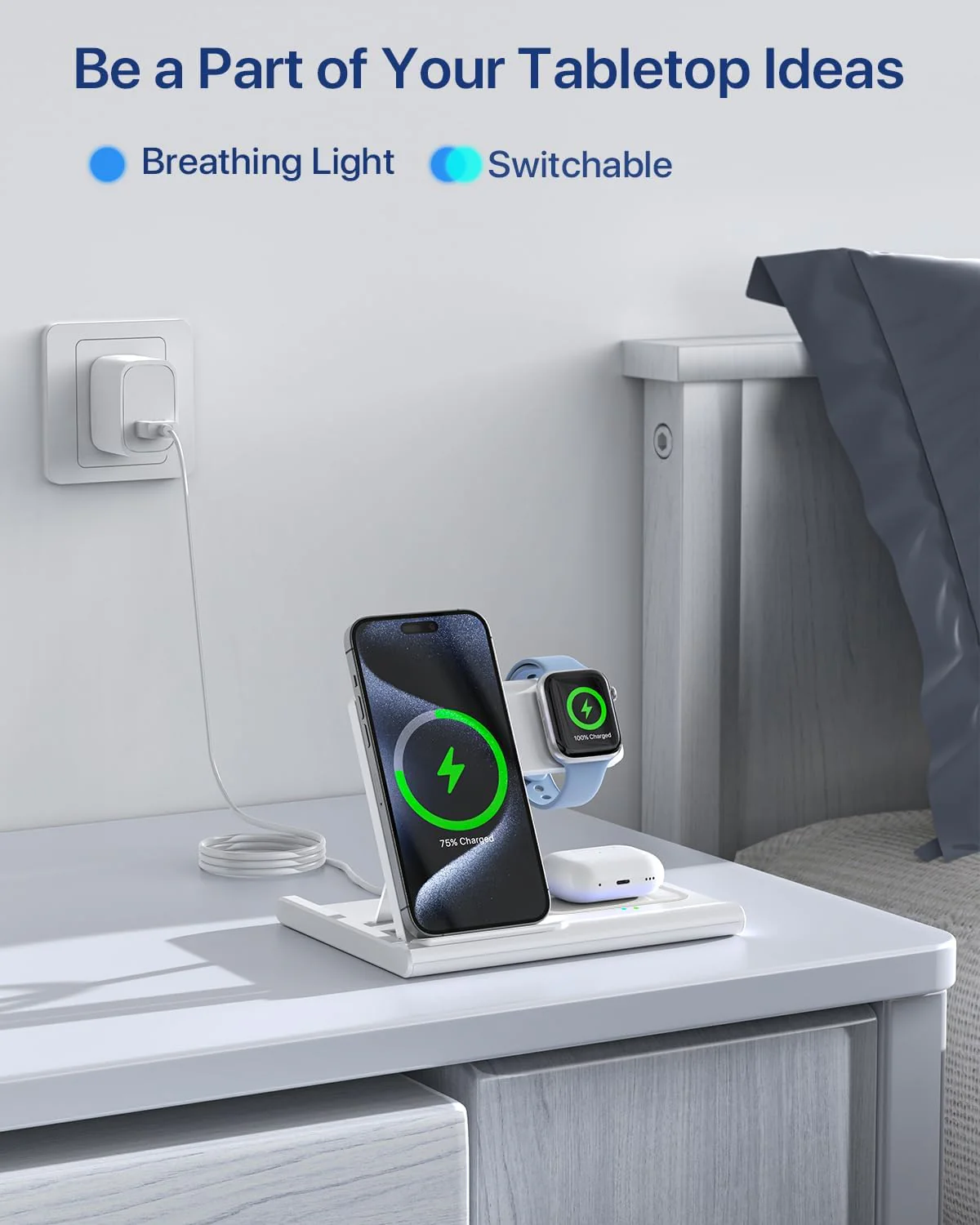 EXW 3-in-1 Induction Chargers Wireless Charging Station for iPhone, Apple NEW - Image 2