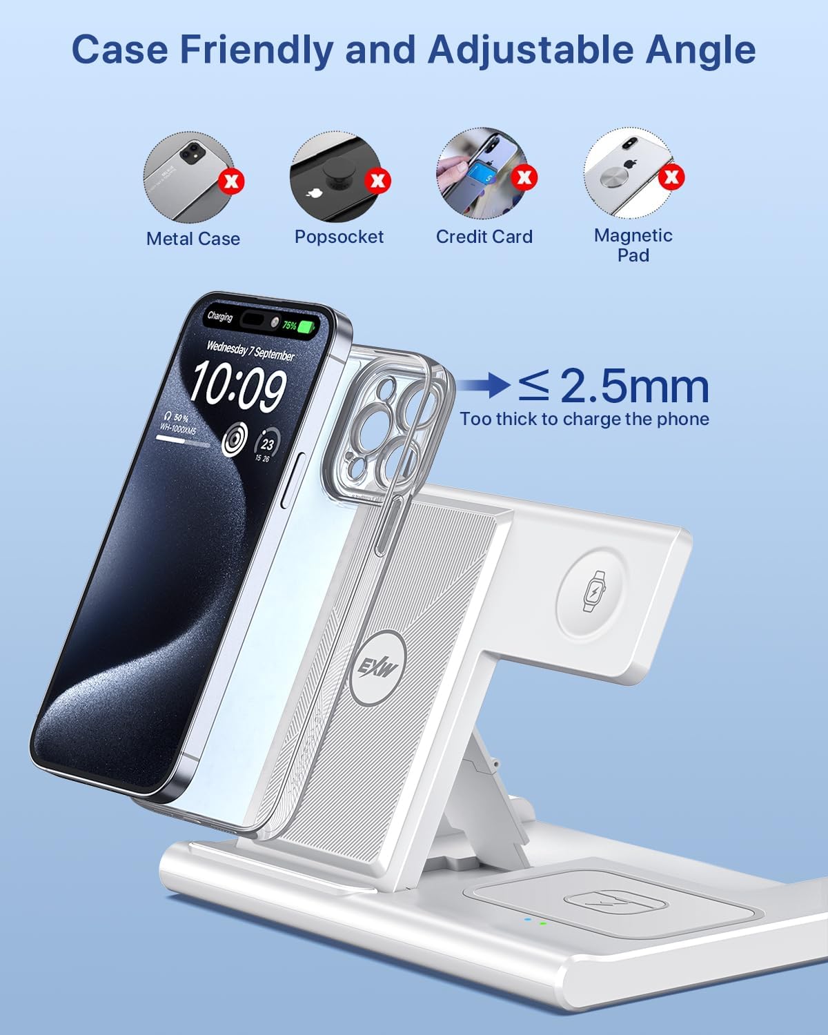 EXW 3-in-1 Induction Chargers Wireless Charging Station for iPhone, Apple NEW - Image 5